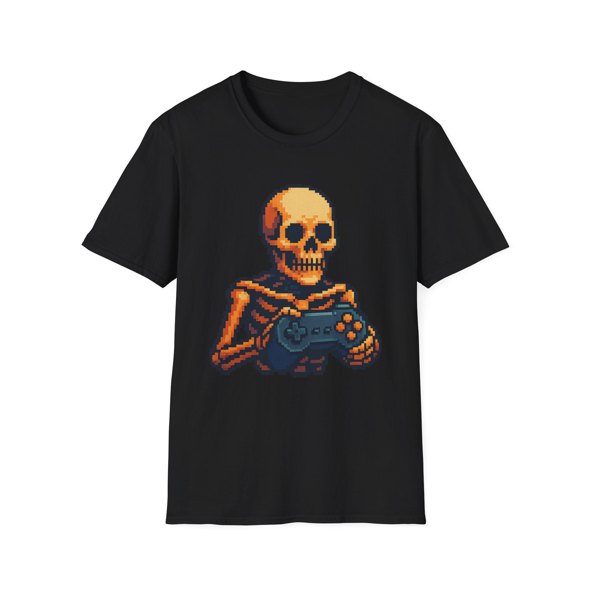 Retro Gamer Skeleton Unisex T-Shirt | Fun Graphic Tee for Gamers | Perfect for Halloween, Gaming Events, Casual Wear, Gift Ideas