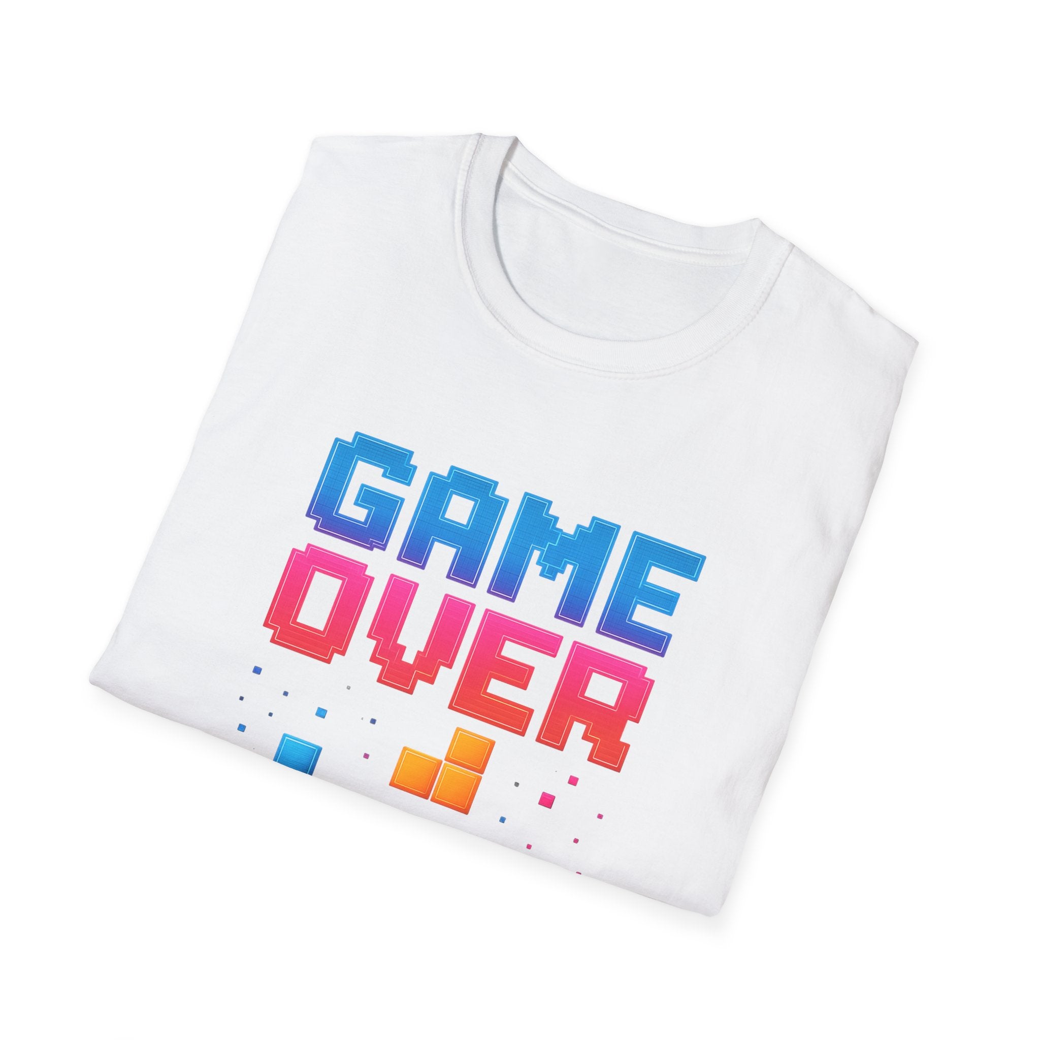 Retro Gamer T-Shirt - Game Over Tee, Unisex Softstyle Shirt, Video Game Apparel, Gamer Gift, Casual Wear, Birthday Present