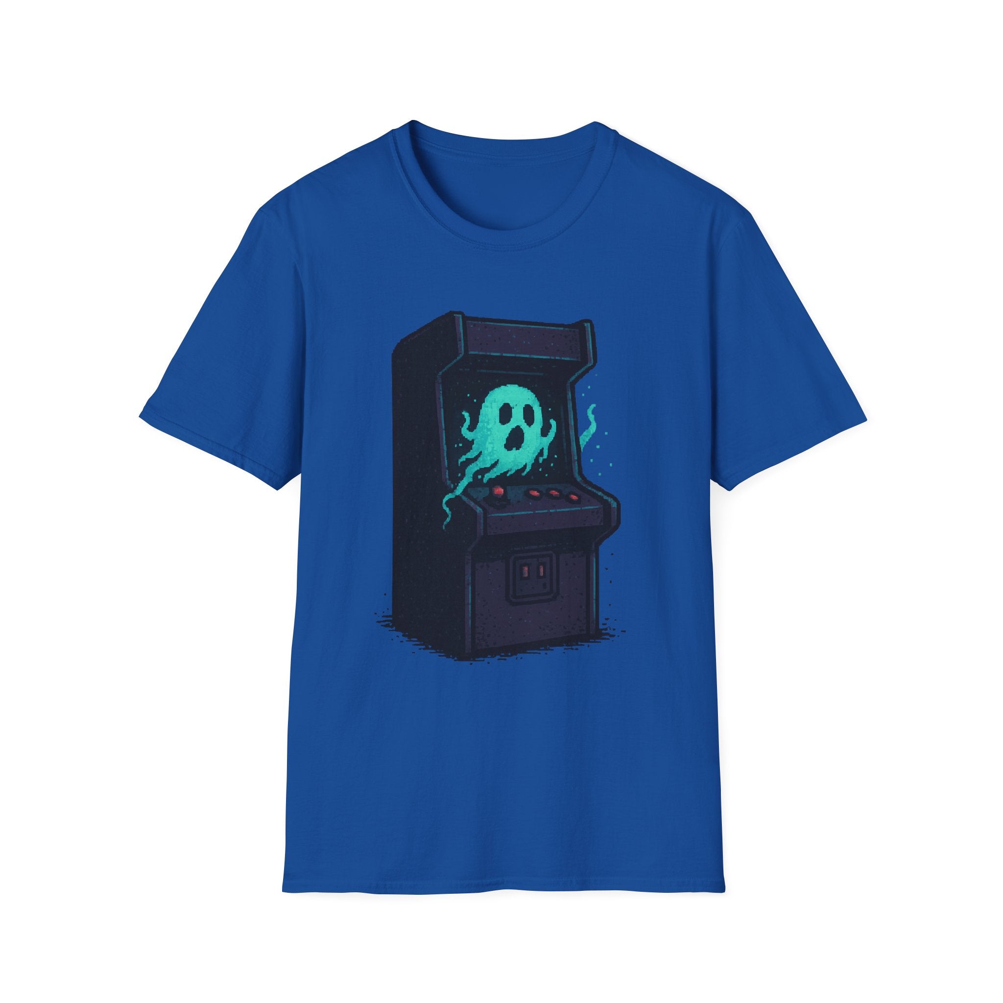 Retro Gaming Tee with Ghost Design, Unisex Softstyle T-Shirt, Perfect for Gamers, Birthday Gift, Halloween Costume, Casual Wear