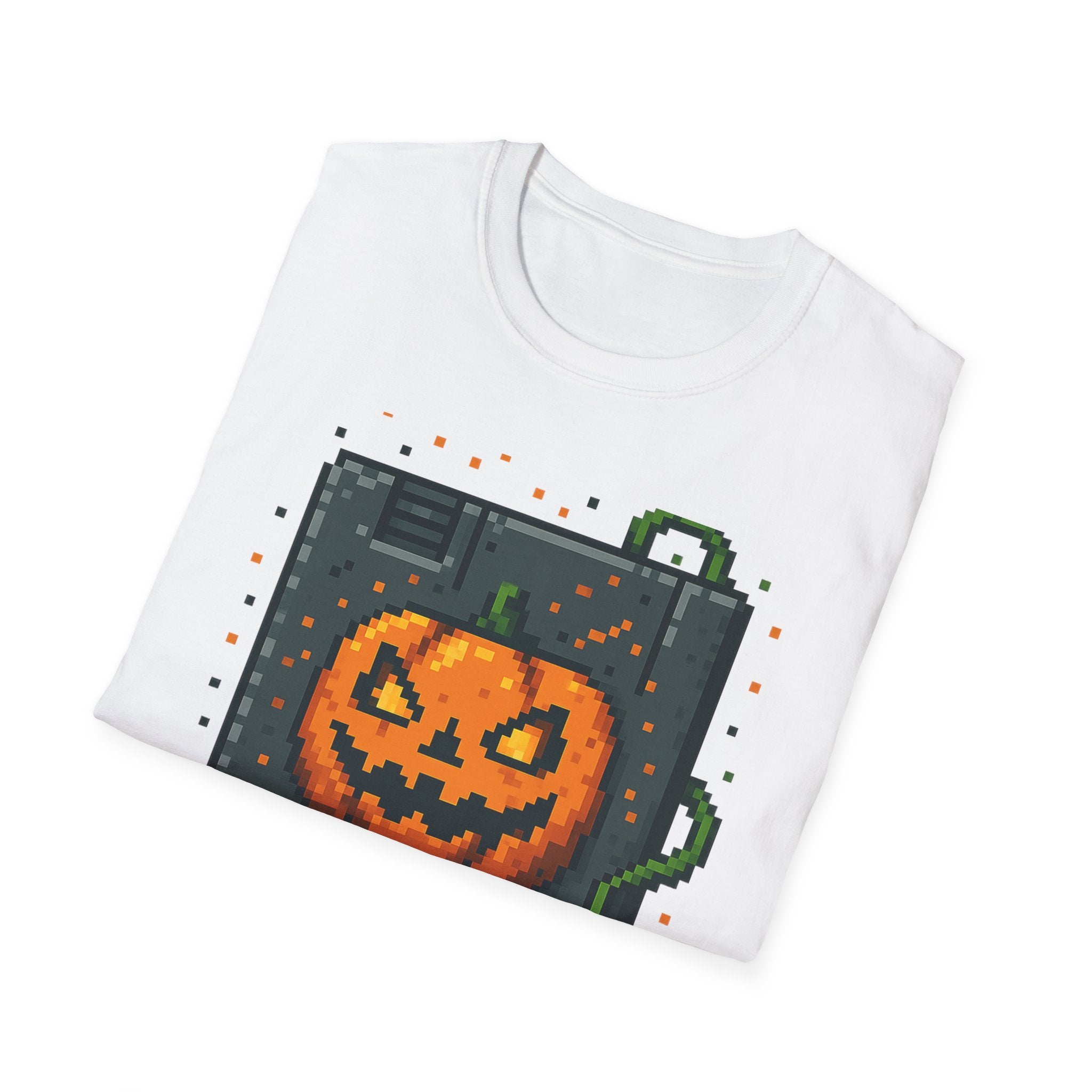 Halloween Inspired Unisex Softstyle T-Shirt, Spooky Graphic Tee, Fall Fashion, Trick or Treat Shirt, Pumpkin Design, Casual Wear