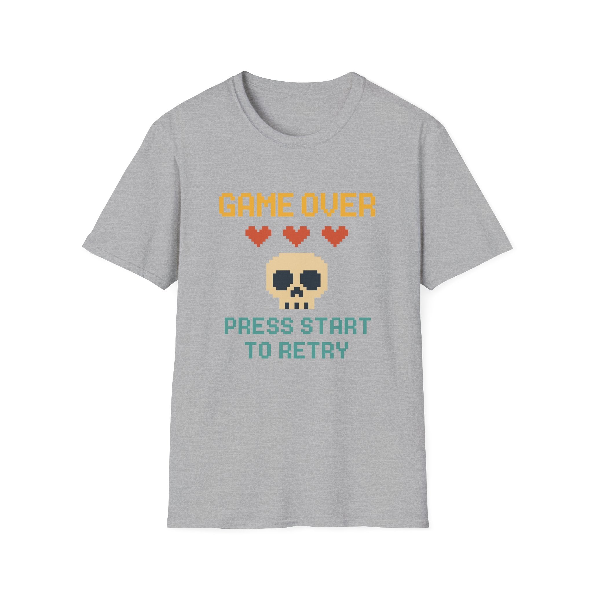 Game Over Vibe Unisex T-Shirt, Fun Gamer Tee, Retro Video Game Shirt, Gift for Gamers, Casual Wear, Everyday Style