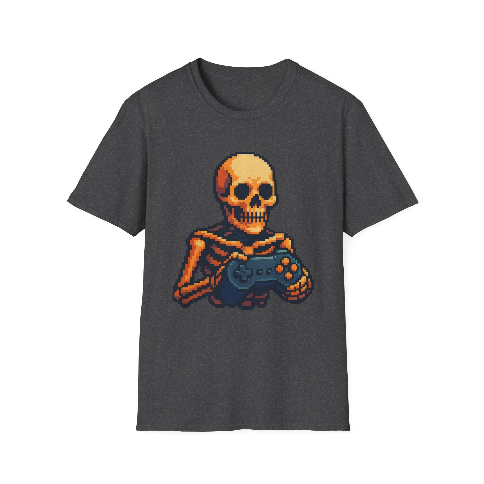 Retro Gamer Skeleton Unisex T-Shirt | Fun Graphic Tee for Gamers | Perfect for Halloween, Gaming Events, Casual Wear, Gift Ideas