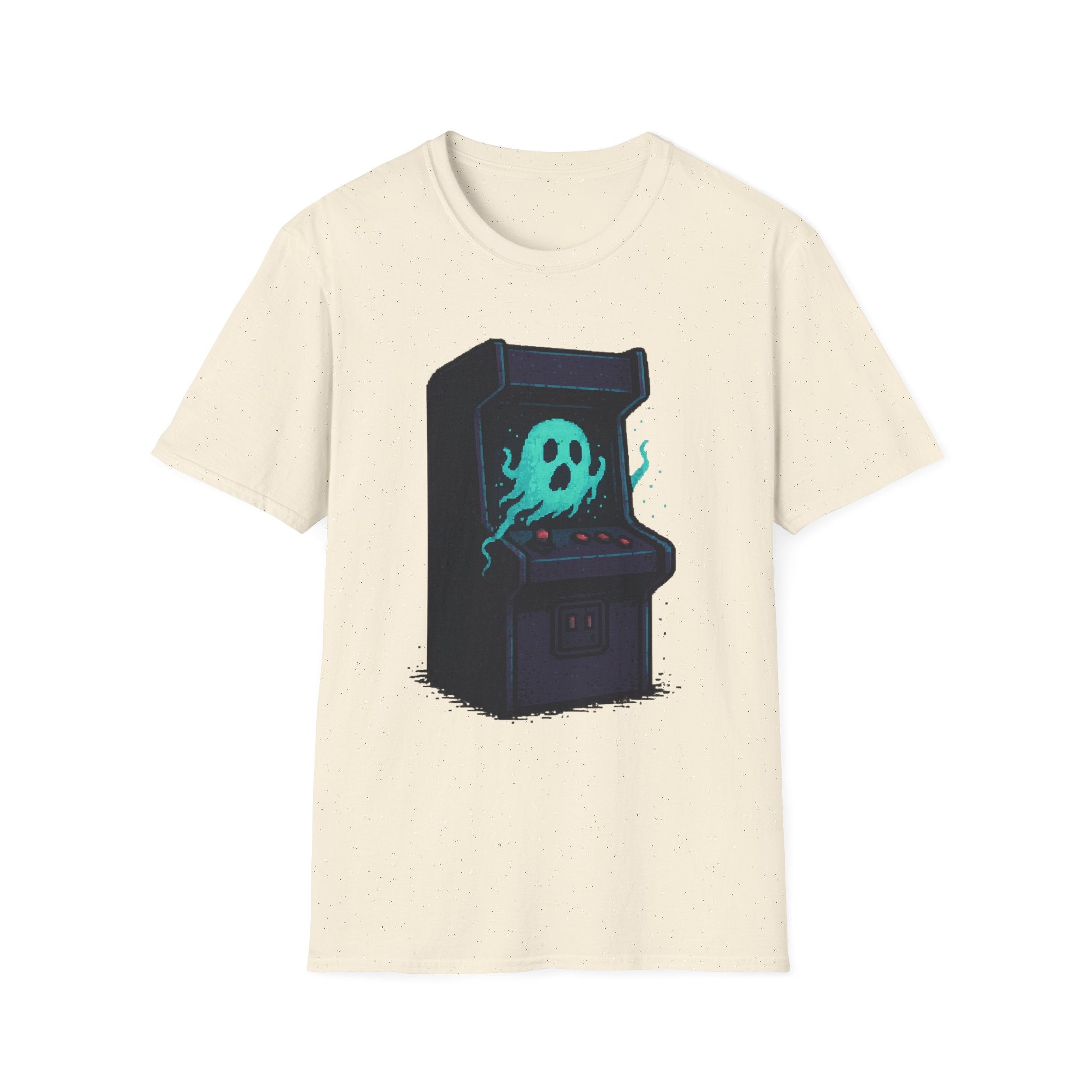 Retro Gaming Tee with Ghost Design, Unisex Softstyle T-Shirt, Perfect for Gamers, Birthday Gift, Halloween Costume, Casual Wear