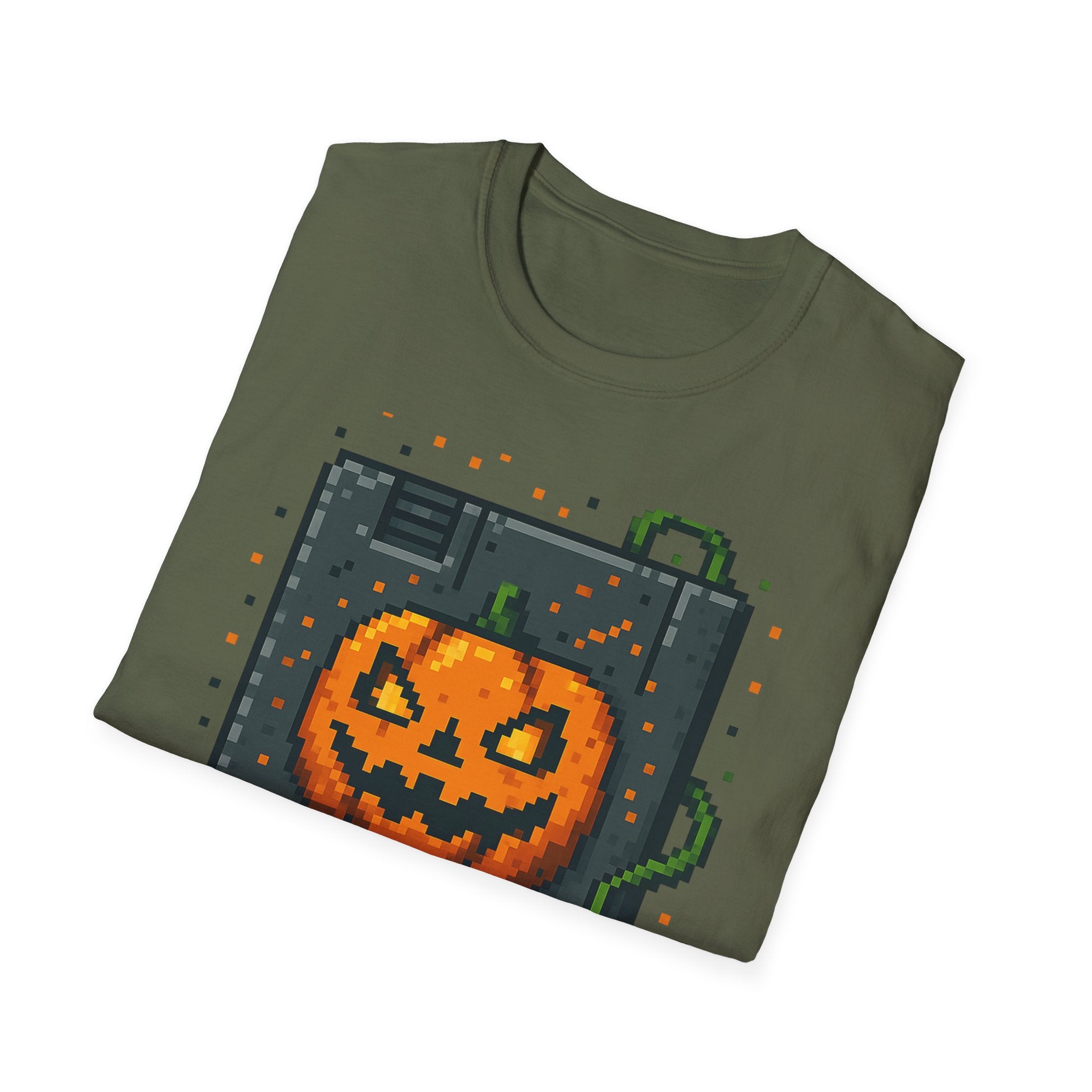 Halloween Inspired Unisex Softstyle T-Shirt, Spooky Graphic Tee, Fall Fashion, Trick or Treat Shirt, Pumpkin Design, Casual Wear