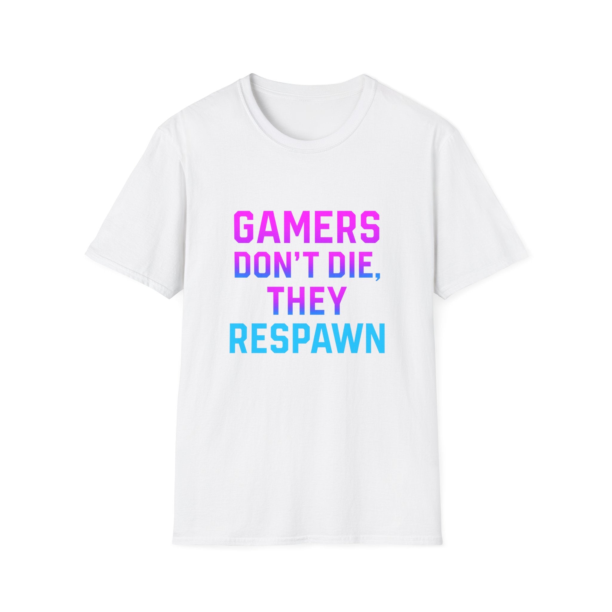 Gamers Don't Die T-Shirt, Unisex Gaming Tee, Softstyle Shirt, Fun Gift for Gamers, Casual Wear, Video Game Apparel