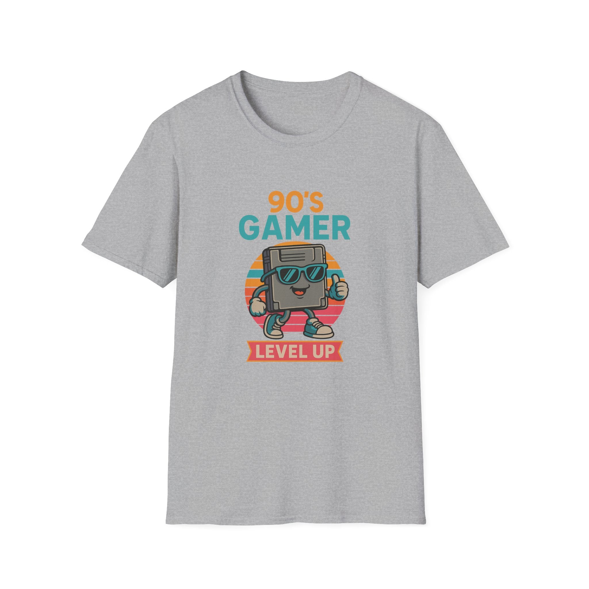 90's Gamer Level Up Unisex Softstyle T-Shirt, Retro Gaming Tee, Gift for Gamers, Nostalgic Apparel, Birthday Present, Casual Wear
