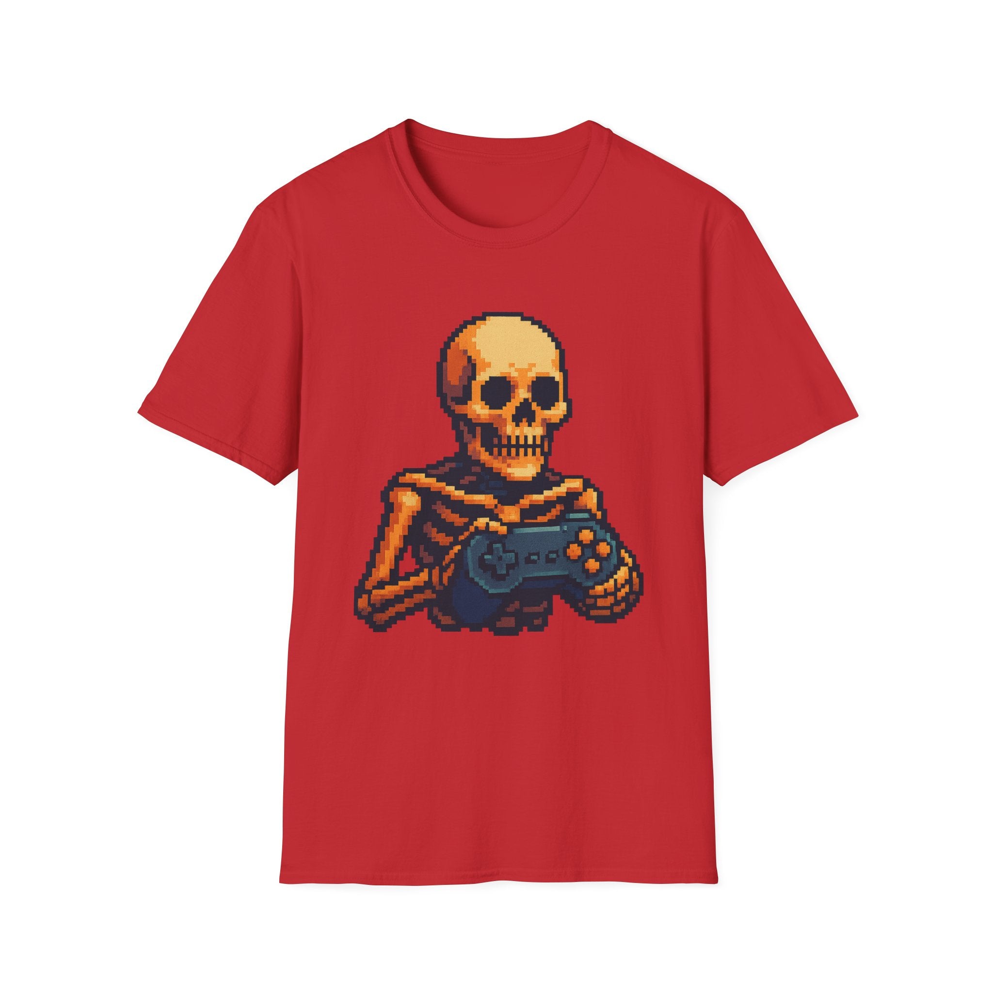 Retro Gamer Skeleton Unisex T-Shirt | Fun Graphic Tee for Gamers | Perfect for Halloween, Gaming Events, Casual Wear, Gift Ideas