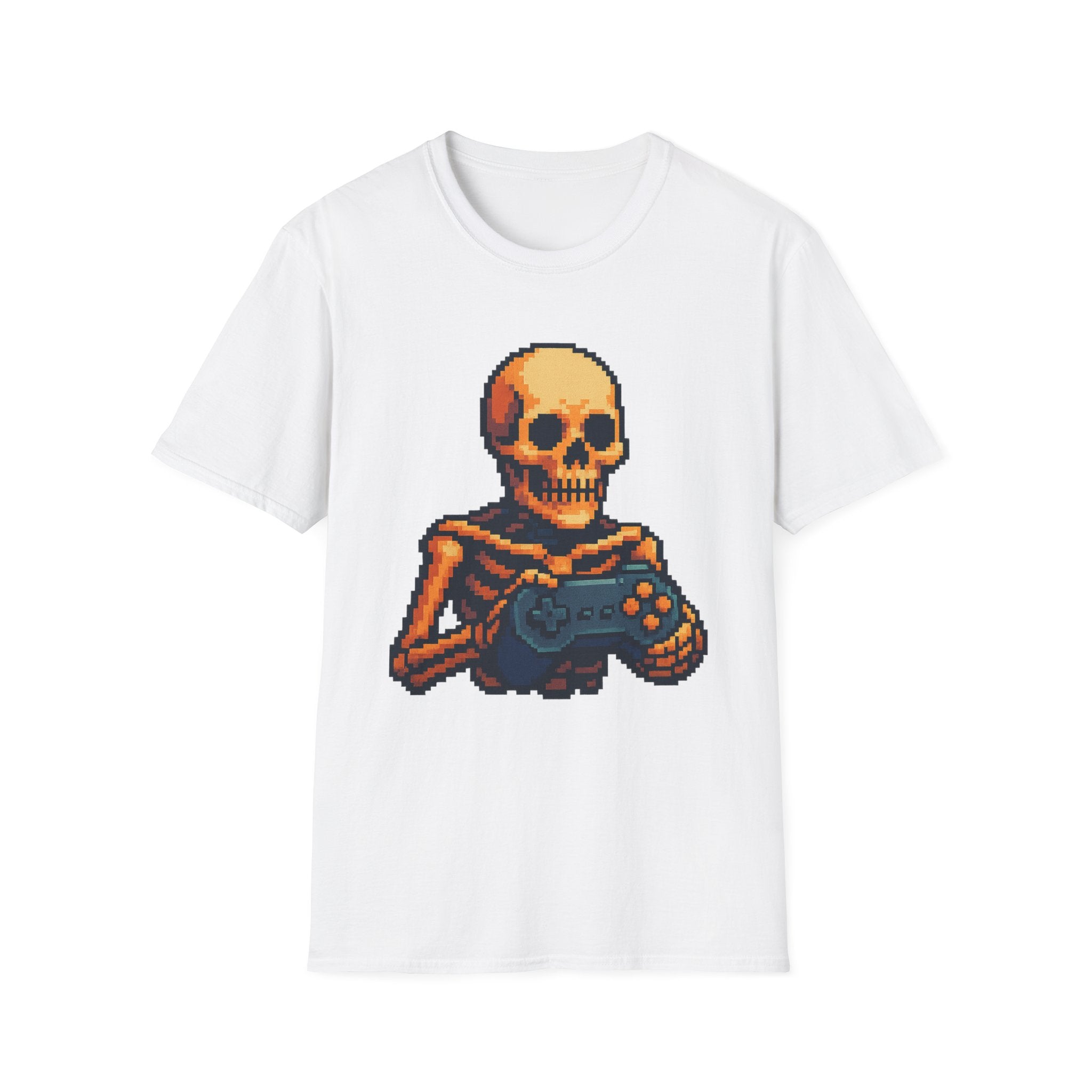 Retro Gamer Skeleton Unisex T-Shirt | Fun Graphic Tee for Gamers | Perfect for Halloween, Gaming Events, Casual Wear, Gift Ideas