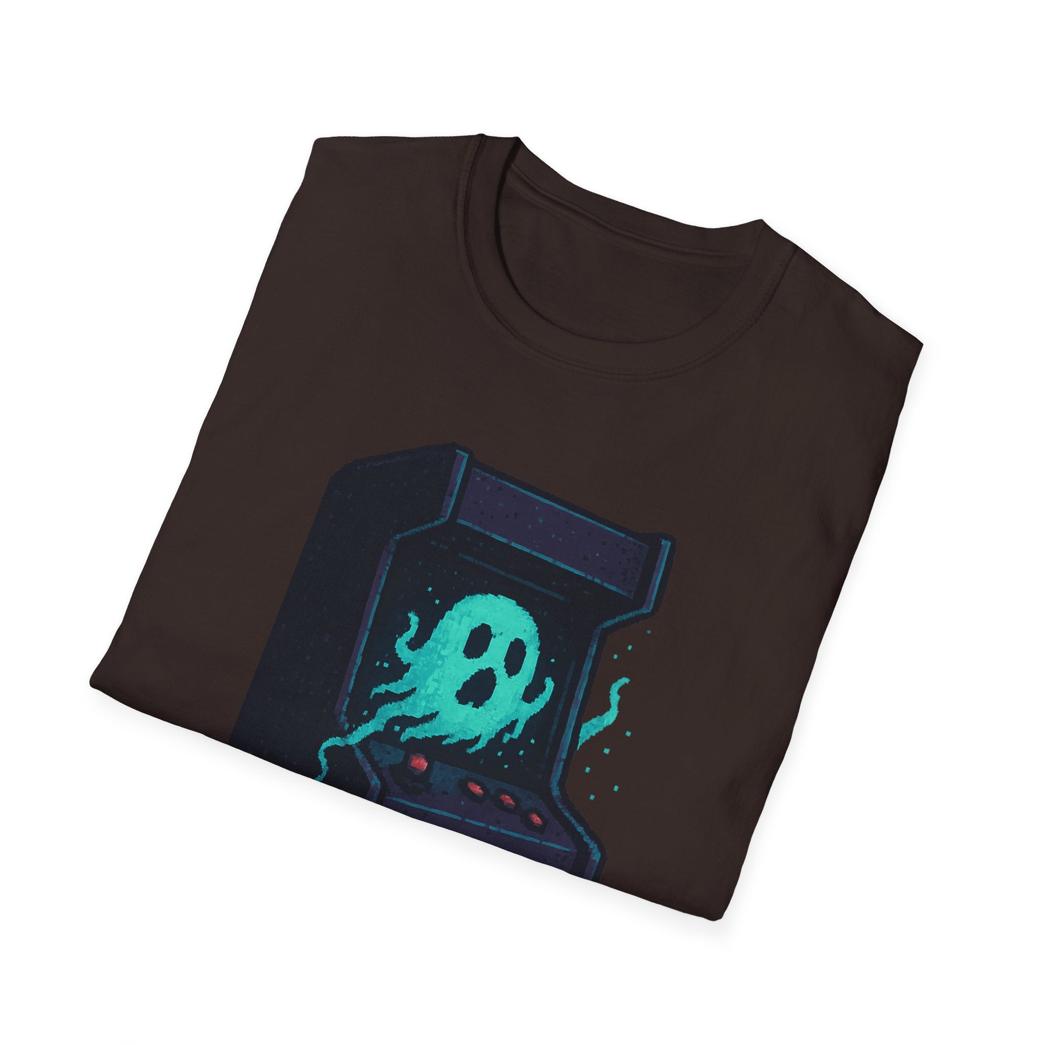 Retro Gaming Tee with Ghost Design, Unisex Softstyle T-Shirt, Perfect for Gamers, Birthday Gift, Halloween Costume, Casual Wear