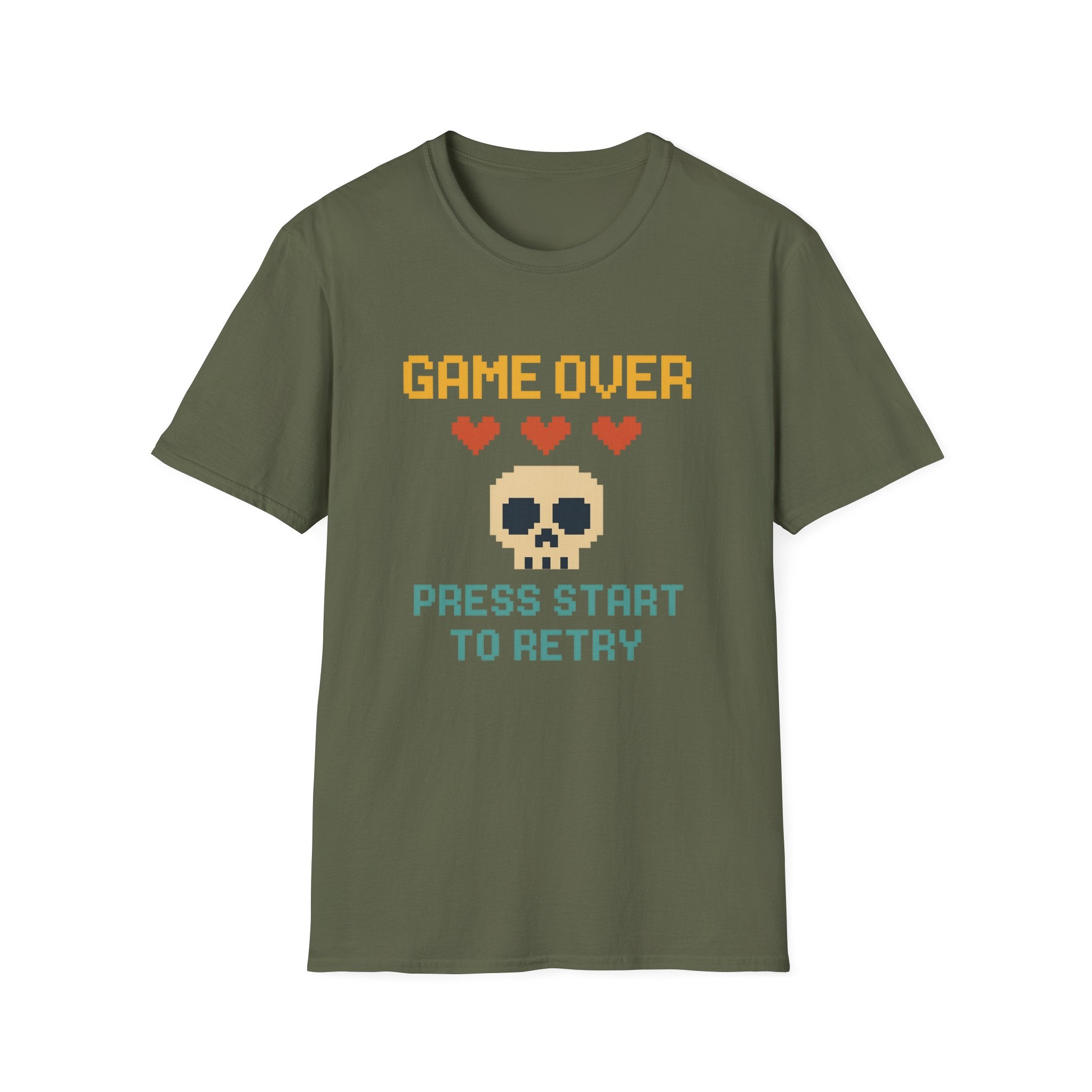 Game Over Vibe Unisex T-Shirt, Fun Gamer Tee, Retro Video Game Shirt, Gift for Gamers, Casual Wear, Everyday Style