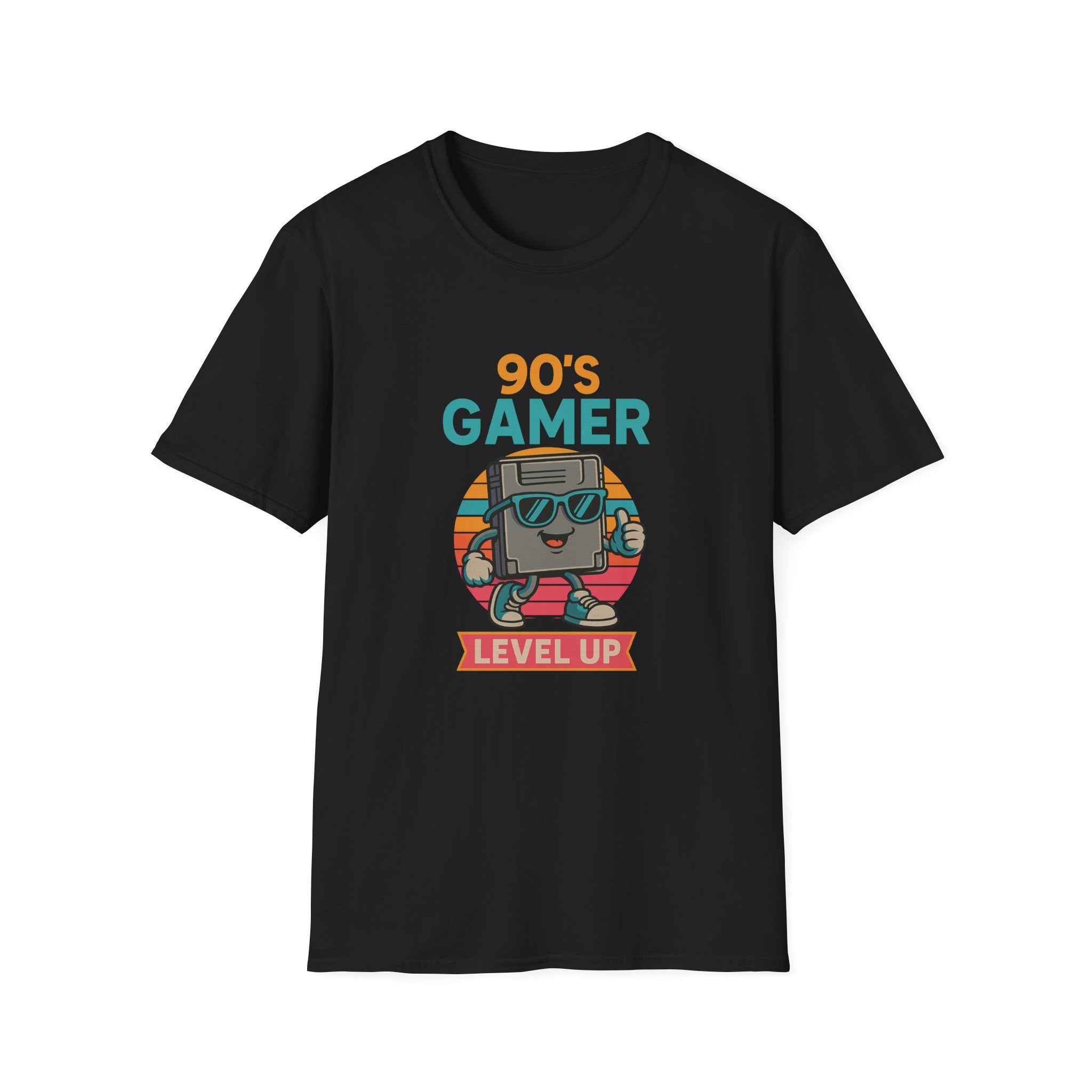 90's Gamer Level Up Unisex Softstyle T-Shirt, Retro Gaming Tee, Gift for Gamers, Nostalgic Apparel, Birthday Present, Casual Wear