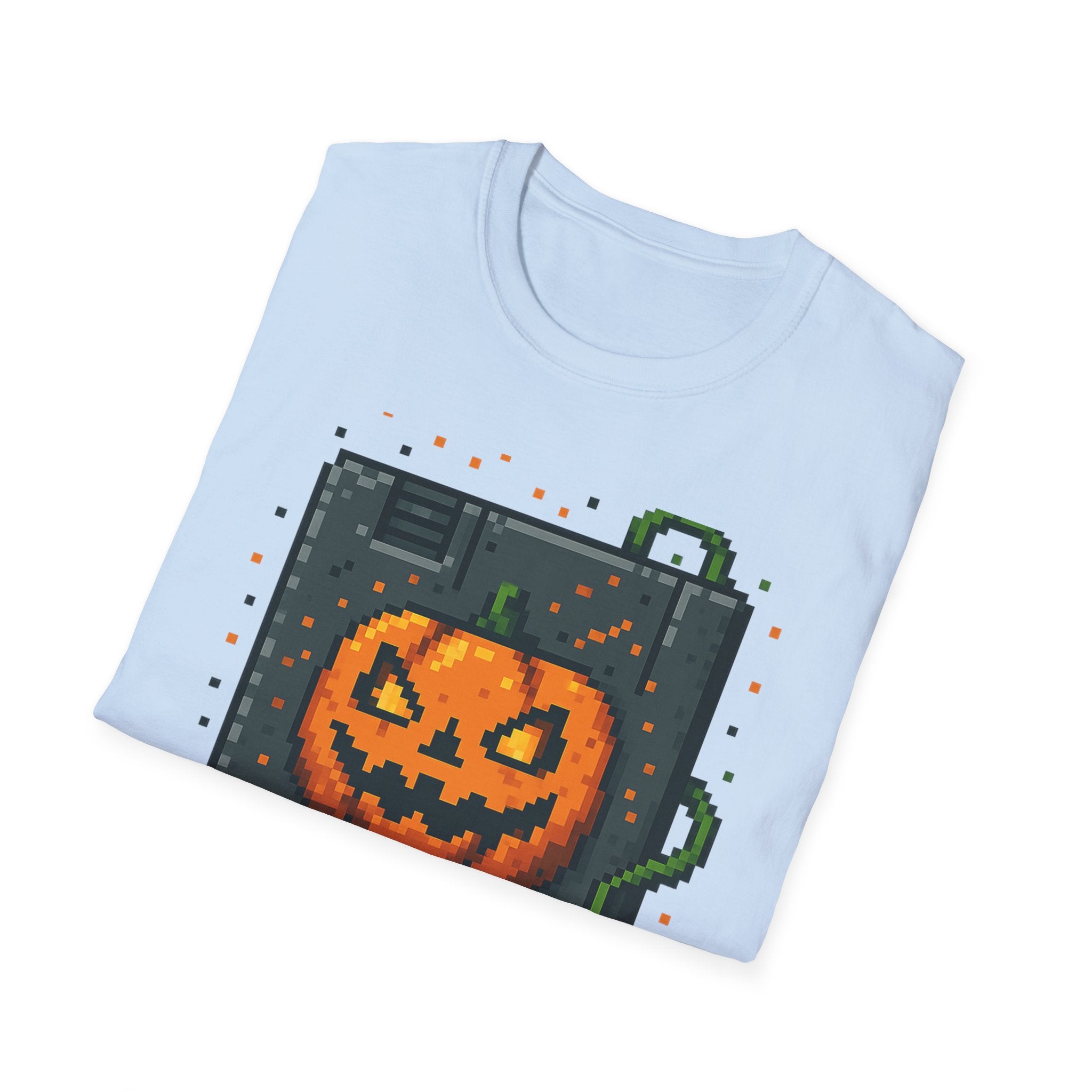 Halloween Inspired Unisex Softstyle T-Shirt, Spooky Graphic Tee, Fall Fashion, Trick or Treat Shirt, Pumpkin Design, Casual Wear
