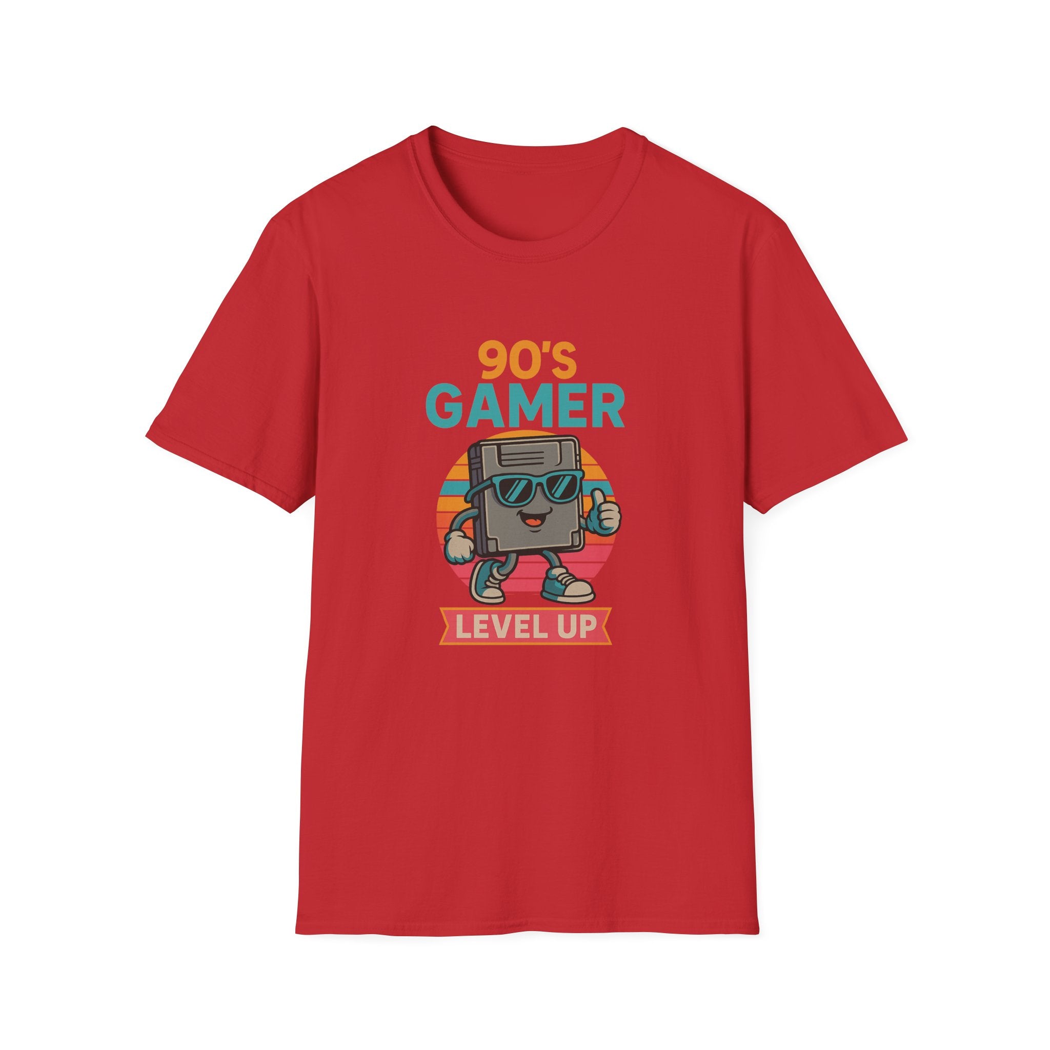 90's Gamer Level Up Unisex Softstyle T-Shirt, Retro Gaming Tee, Gift for Gamers, Nostalgic Apparel, Birthday Present, Casual Wear