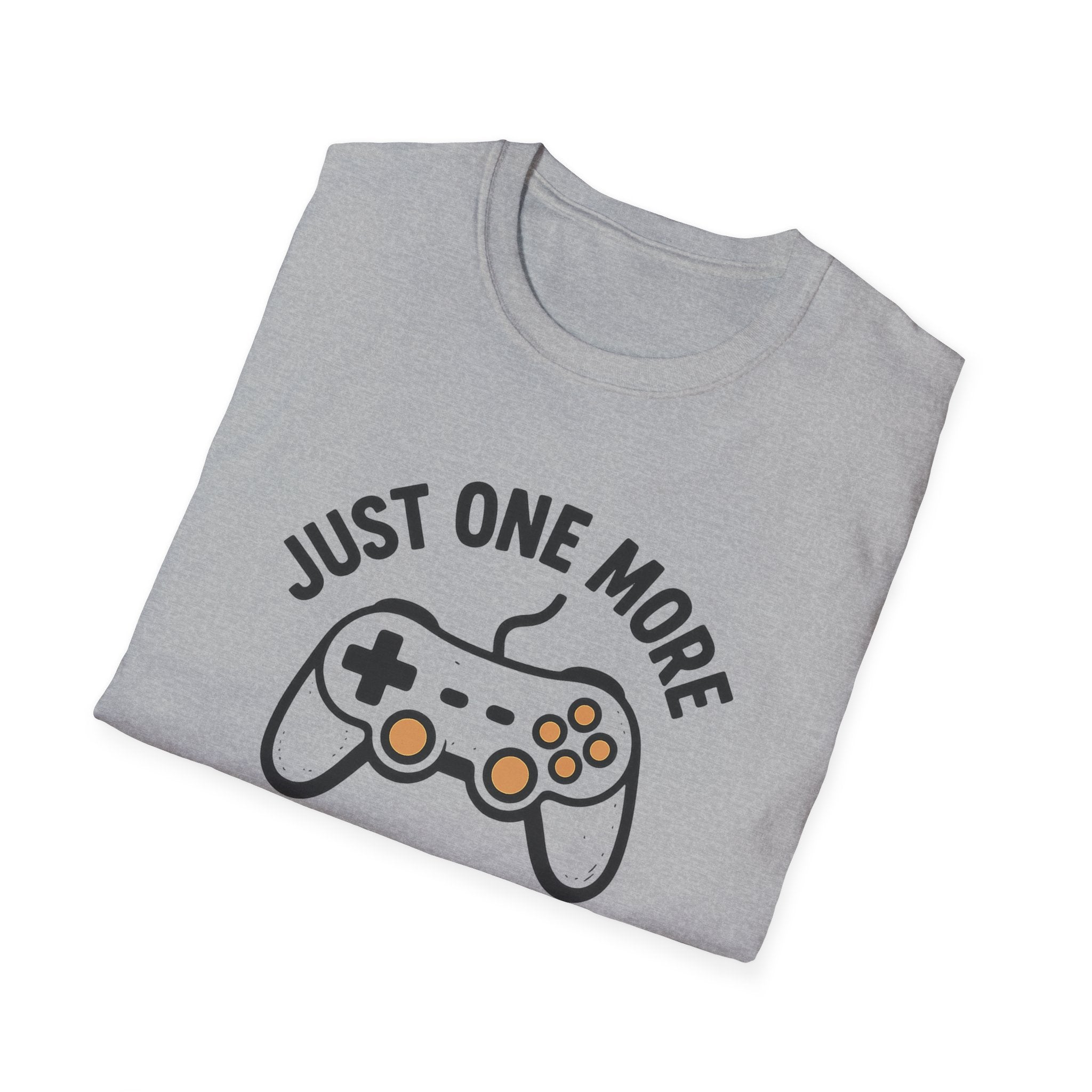 Just One More Game Unisex Softstyle T-Shirt, Gamer Tee, Video Game Shirt, Gift for Gamers, Casual Wear, Birthday Present