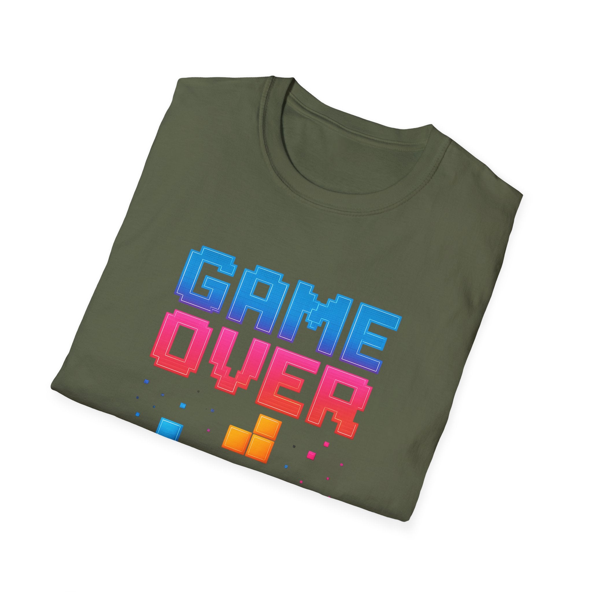 Retro Gamer T-Shirt - Game Over Tee, Unisex Softstyle Shirt, Video Game Apparel, Gamer Gift, Casual Wear, Birthday Present