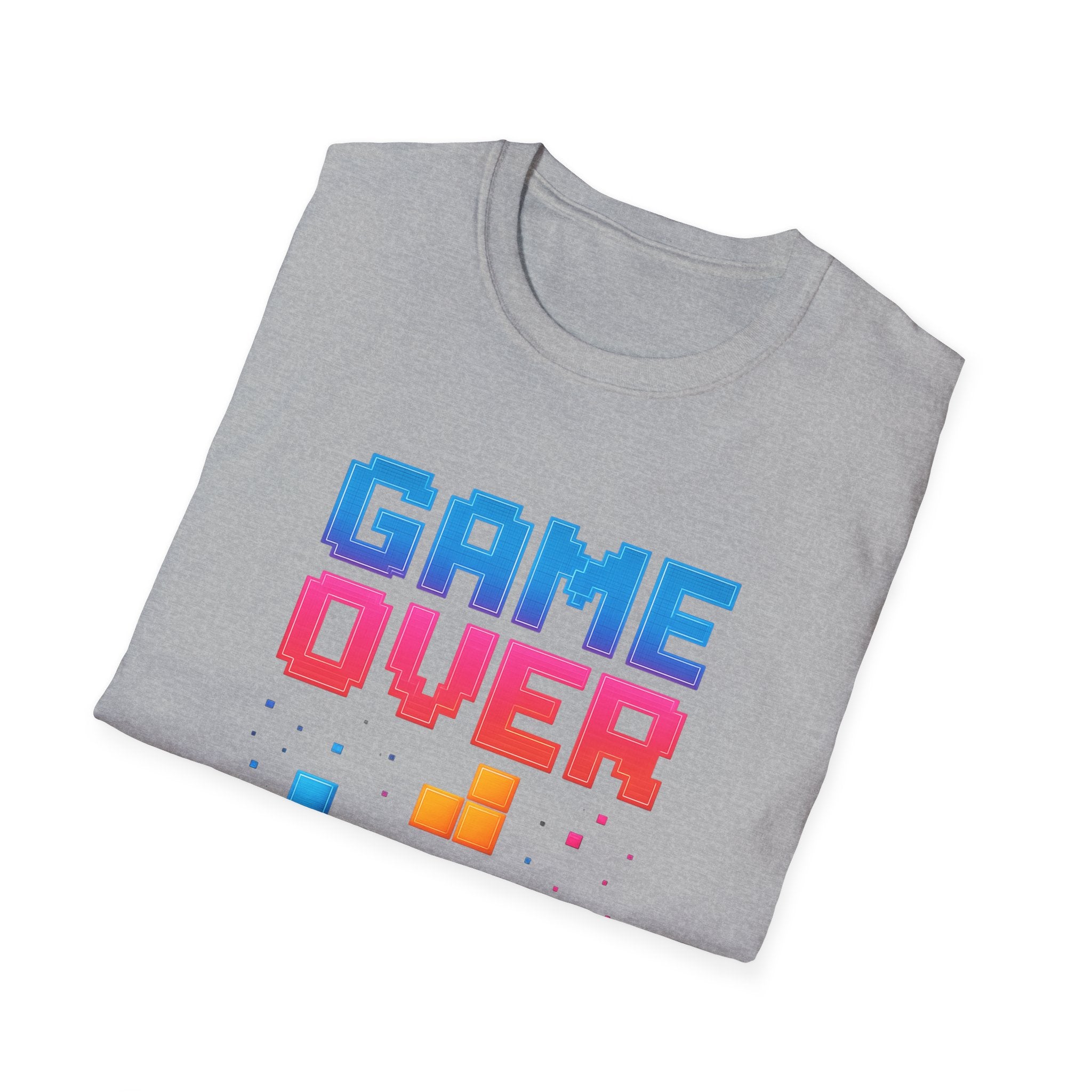 Retro Gamer T-Shirt - Game Over Tee, Unisex Softstyle Shirt, Video Game Apparel, Gamer Gift, Casual Wear, Birthday Present