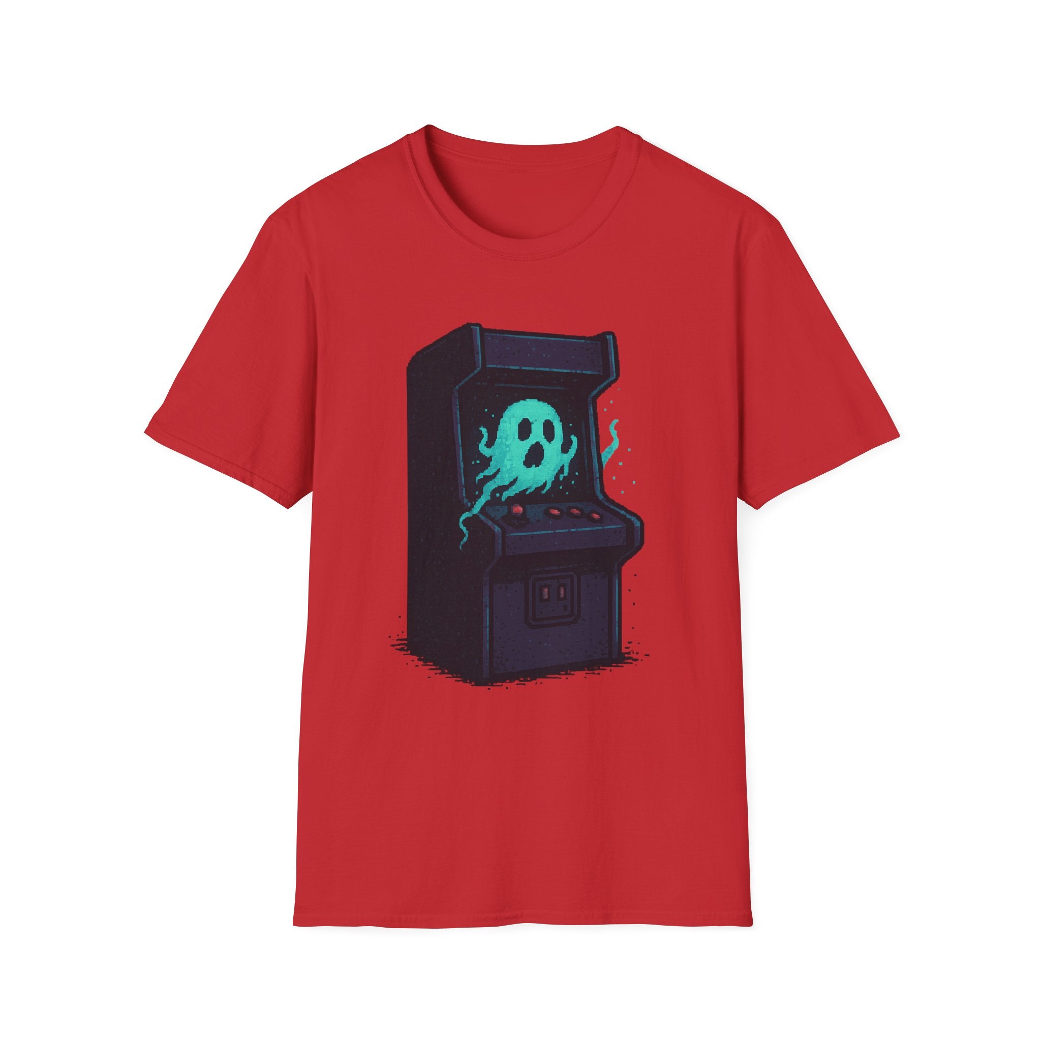 Retro Gaming Tee with Ghost Design, Unisex Softstyle T-Shirt, Perfect for Gamers, Birthday Gift, Halloween Costume, Casual Wear