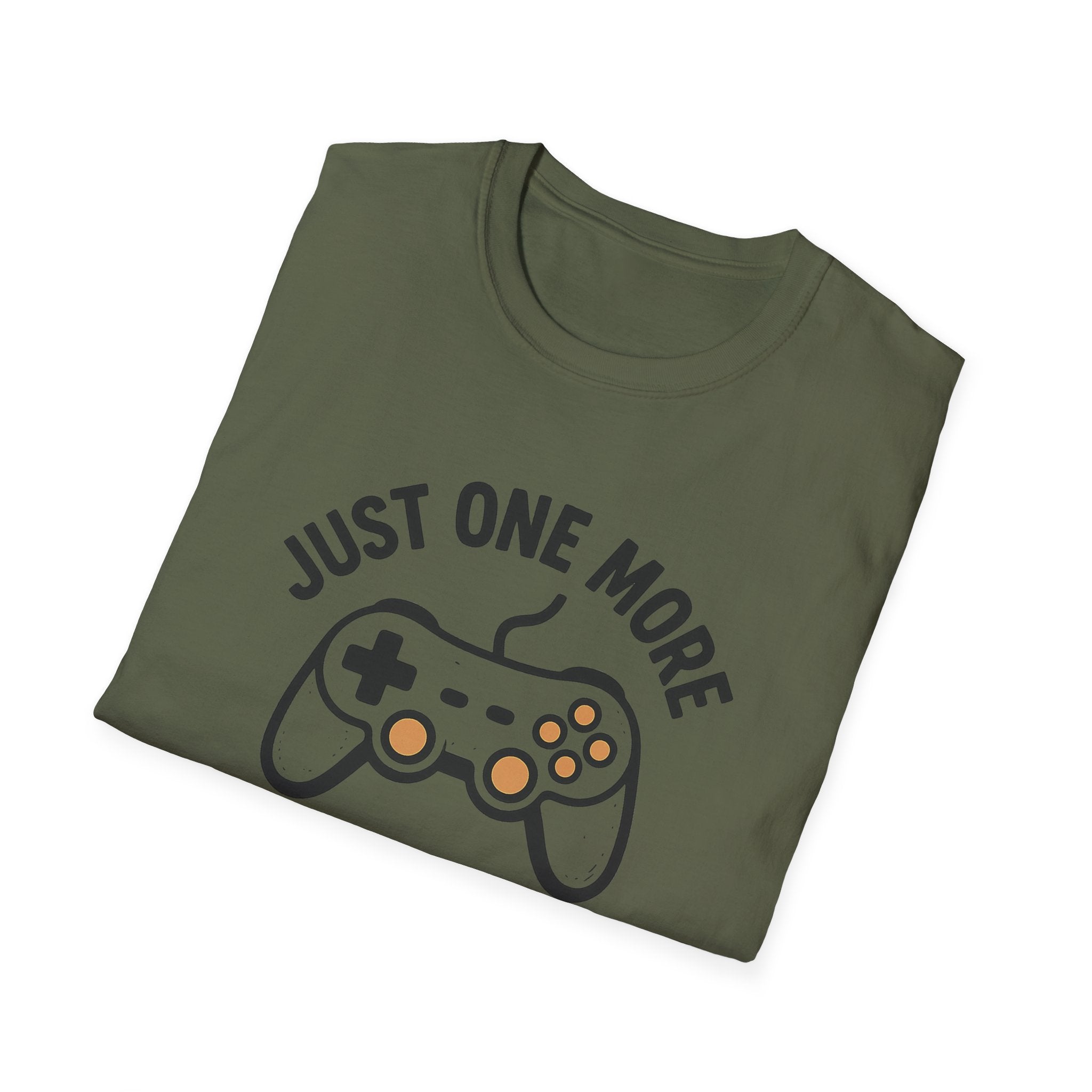 Just One More Game Unisex Softstyle T-Shirt, Gamer Tee, Video Game Shirt, Gift for Gamers, Casual Wear, Birthday Present
