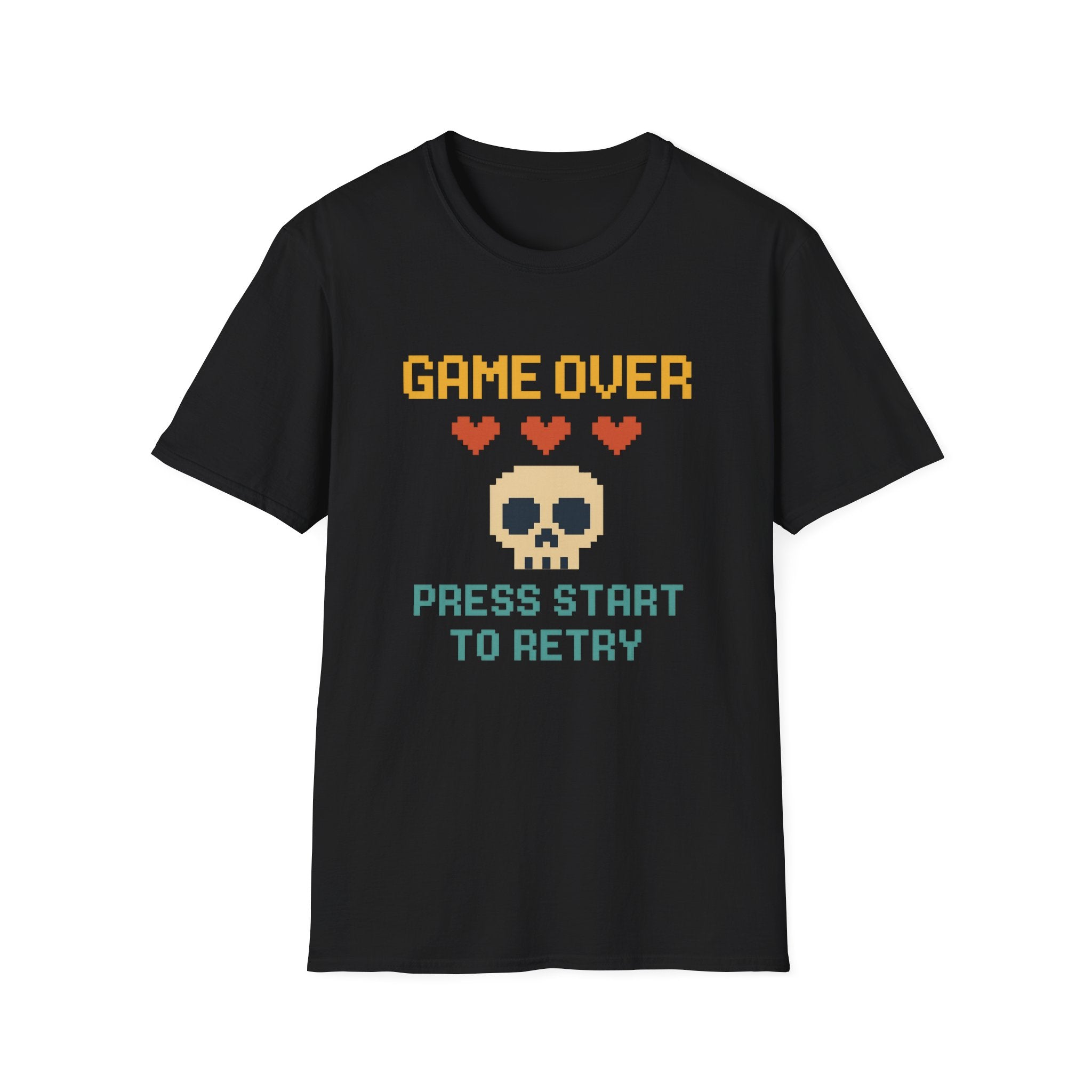 Game Over Vibe Unisex T-Shirt, Fun Gamer Tee, Retro Video Game Shirt, Gift for Gamers, Casual Wear, Everyday Style