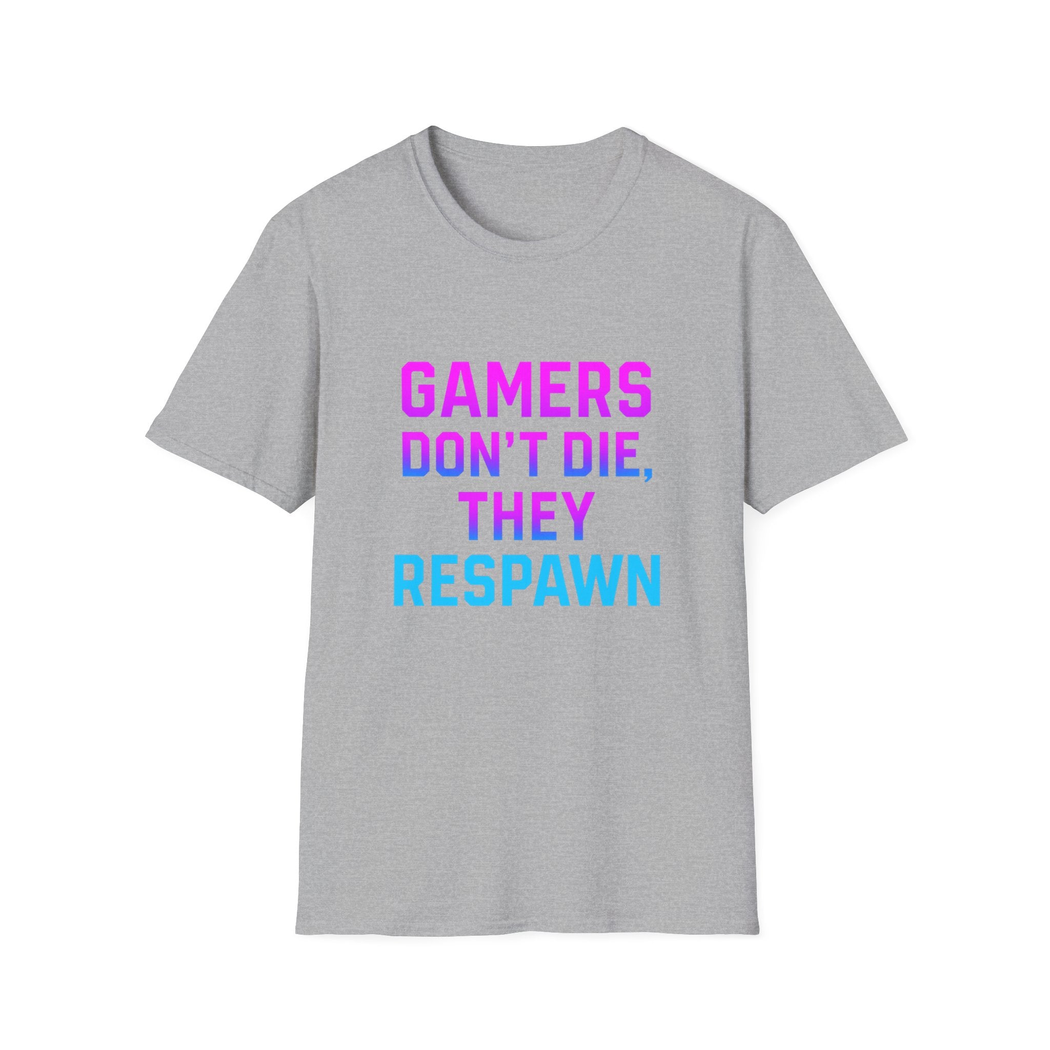Gamers Don't Die T-Shirt, Unisex Gaming Tee, Softstyle Shirt, Fun Gift for Gamers, Casual Wear, Video Game Apparel