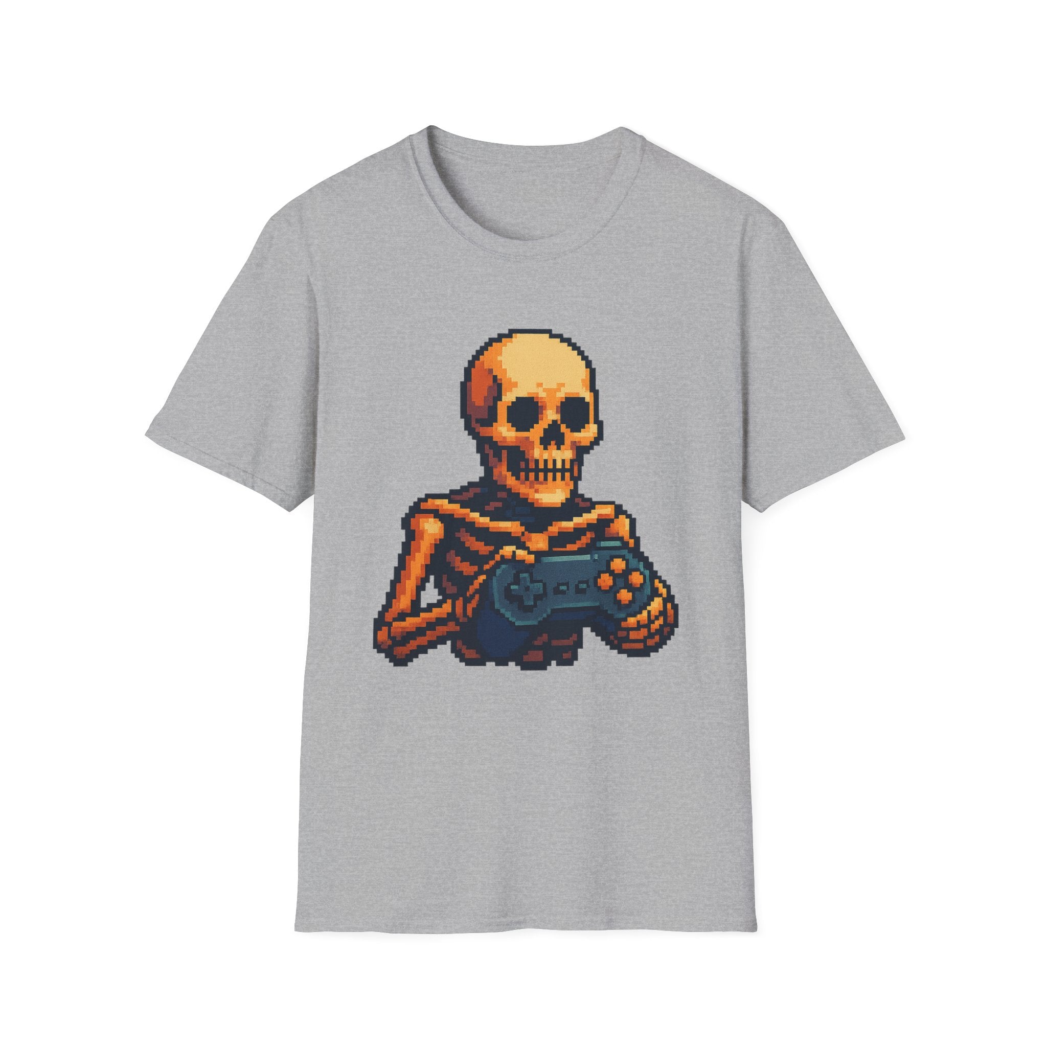 Retro Gamer Skeleton Unisex T-Shirt | Fun Graphic Tee for Gamers | Perfect for Halloween, Gaming Events, Casual Wear, Gift Ideas