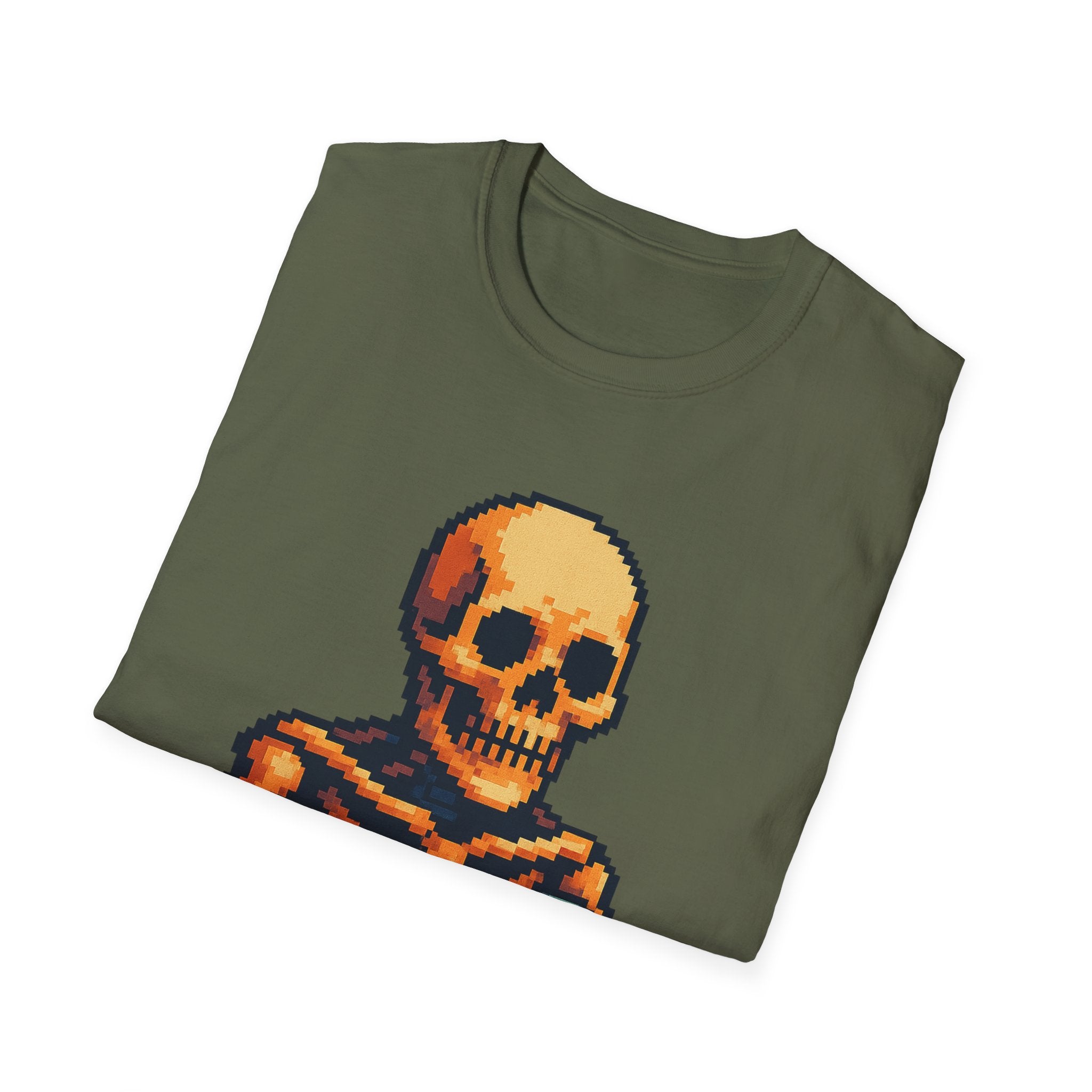 Retro Gamer Skeleton Unisex T-Shirt | Fun Graphic Tee for Gamers | Perfect for Halloween, Gaming Events, Casual Wear, Gift Ideas