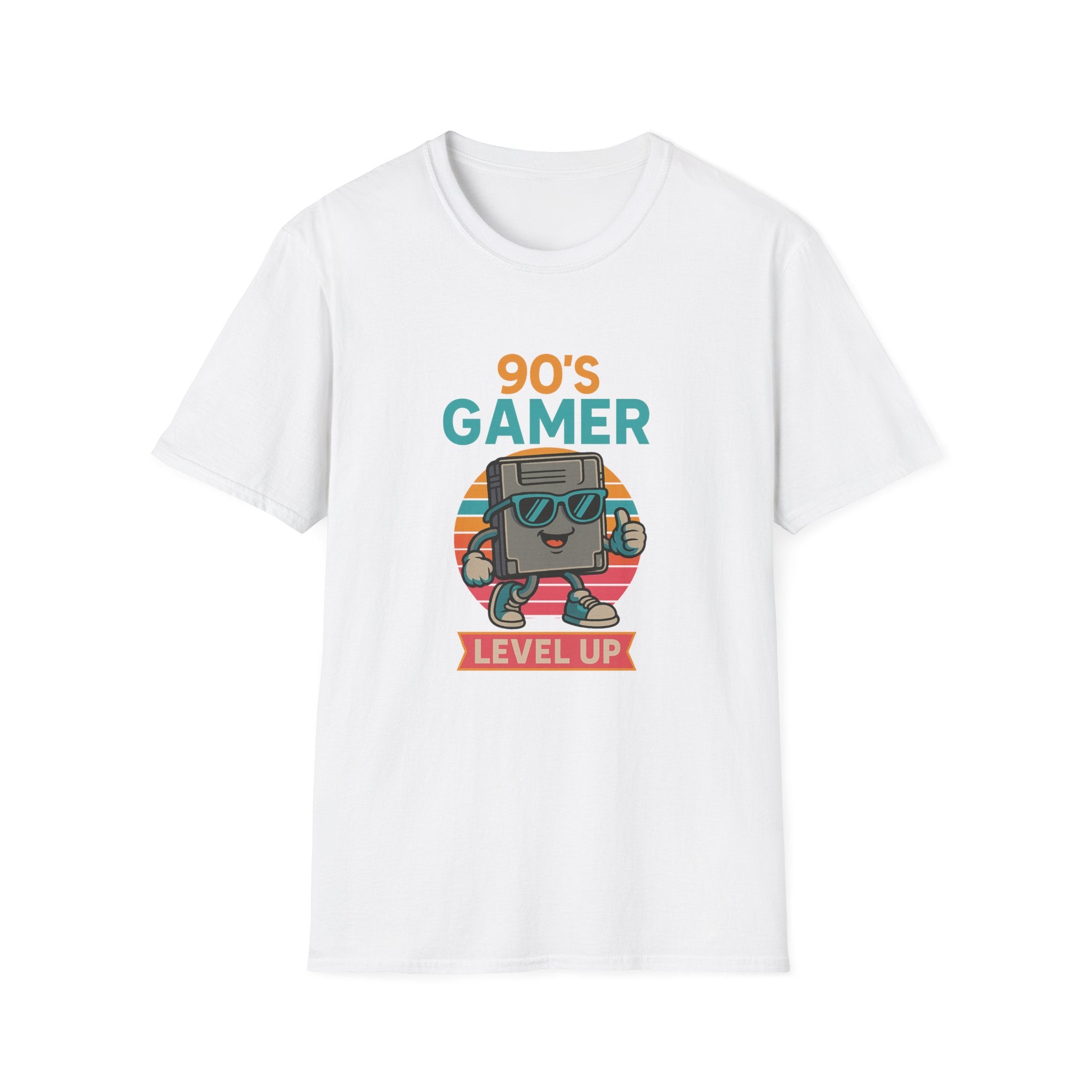 90's Gamer Level Up Unisex Softstyle T-Shirt, Retro Gaming Tee, Gift for Gamers, Nostalgic Apparel, Birthday Present, Casual Wear