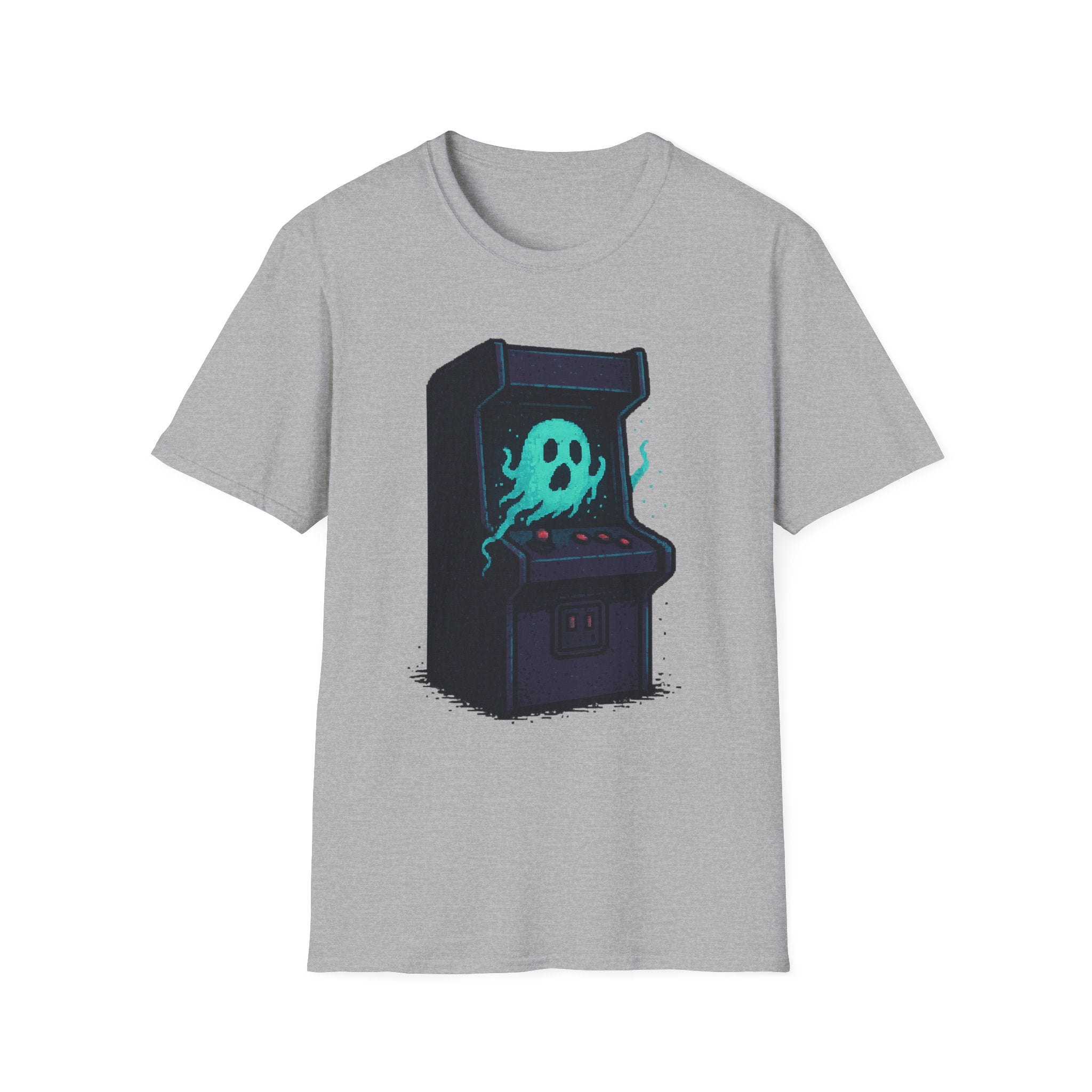 Retro Gaming Tee with Ghost Design, Unisex Softstyle T-Shirt, Perfect for Gamers, Birthday Gift, Halloween Costume, Casual Wear