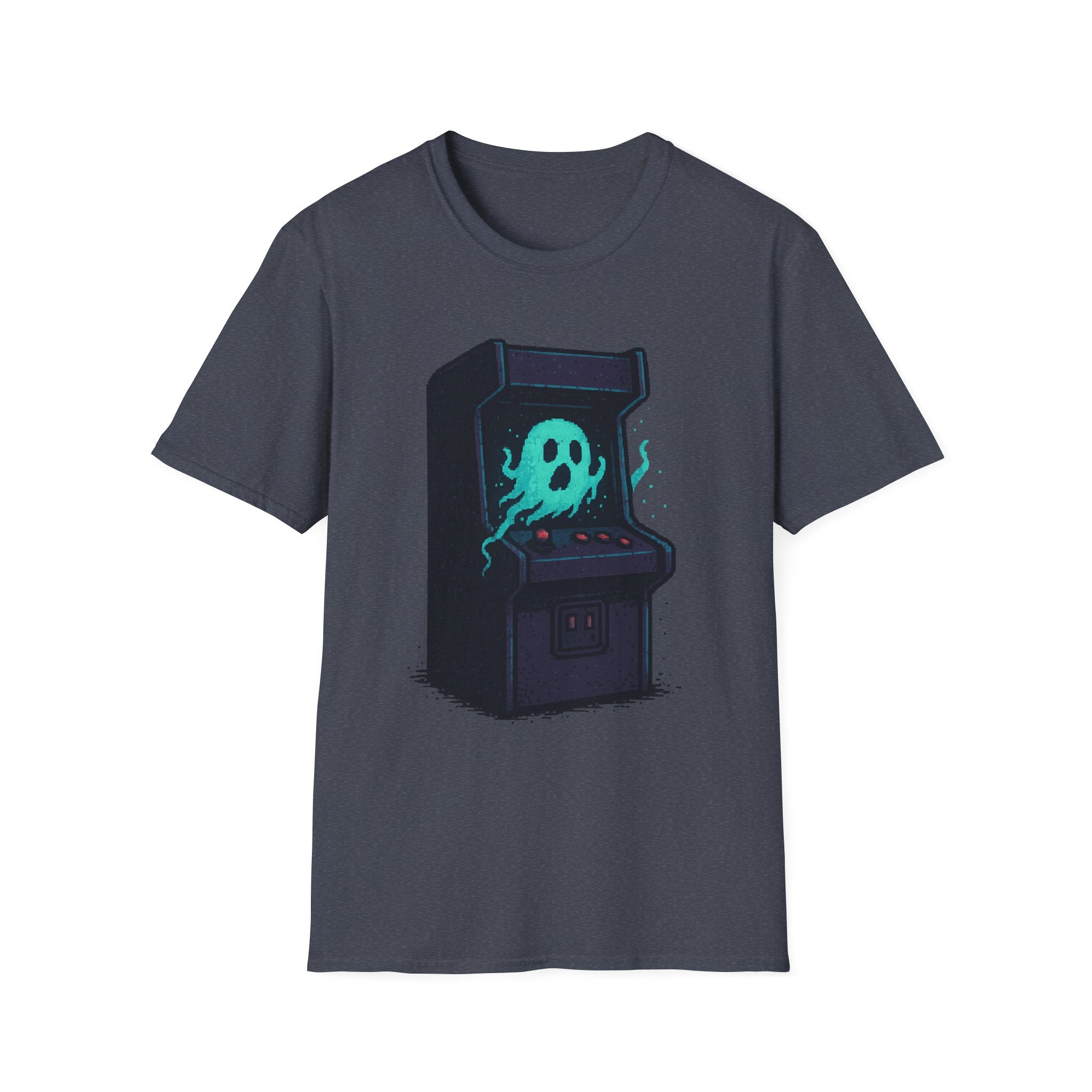 Retro Gaming Tee with Ghost Design, Unisex Softstyle T-Shirt, Perfect for Gamers, Birthday Gift, Halloween Costume, Casual Wear