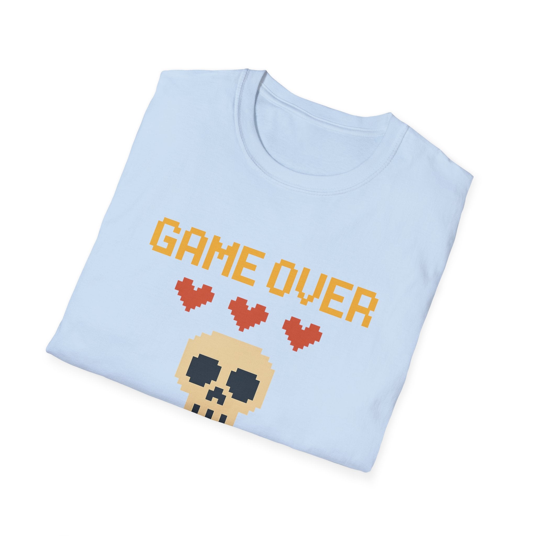Game Over Vibe Unisex T-Shirt, Fun Gamer Tee, Retro Video Game Shirt, Gift for Gamers, Casual Wear, Everyday Style
