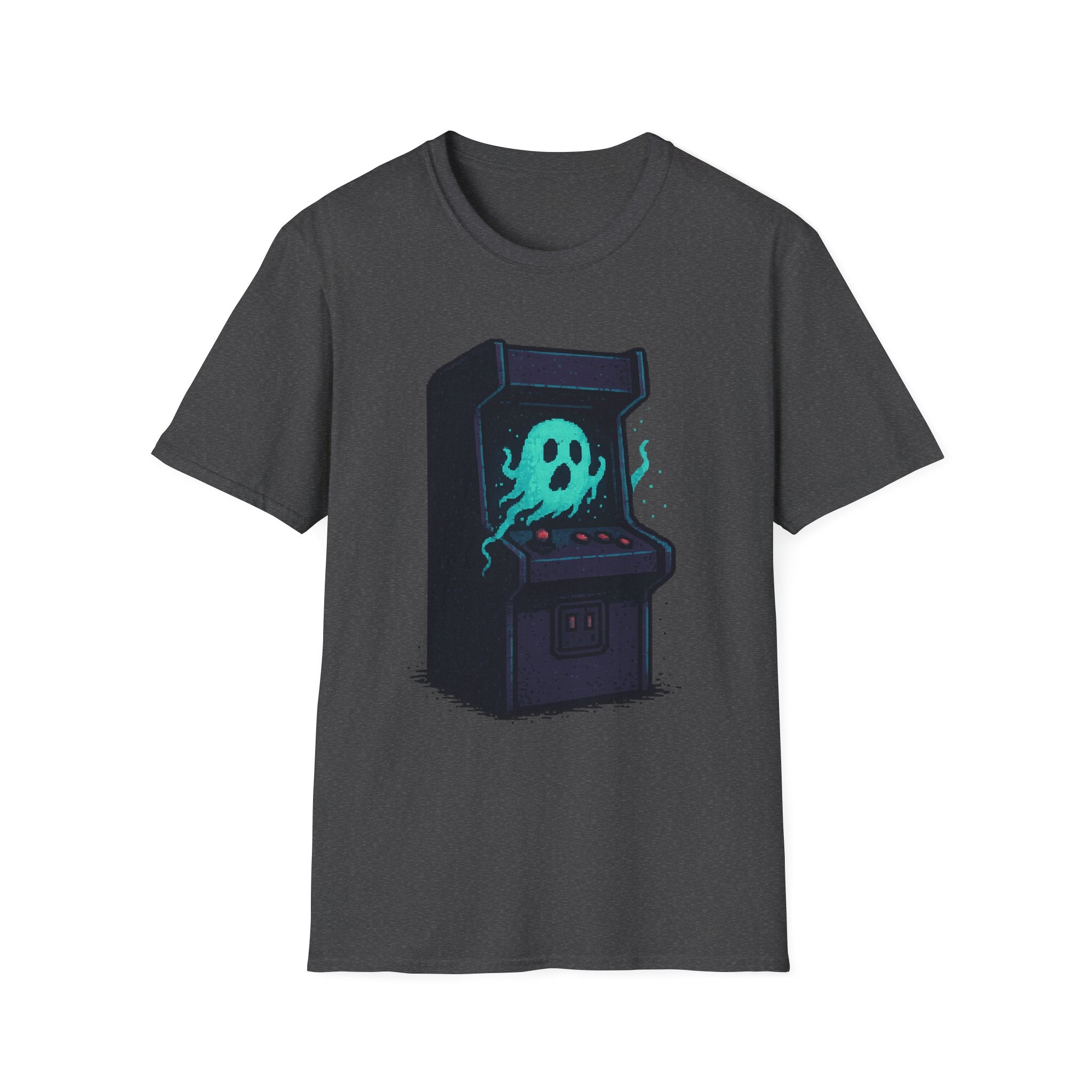 Retro Gaming Tee with Ghost Design, Unisex Softstyle T-Shirt, Perfect for Gamers, Birthday Gift, Halloween Costume, Casual Wear