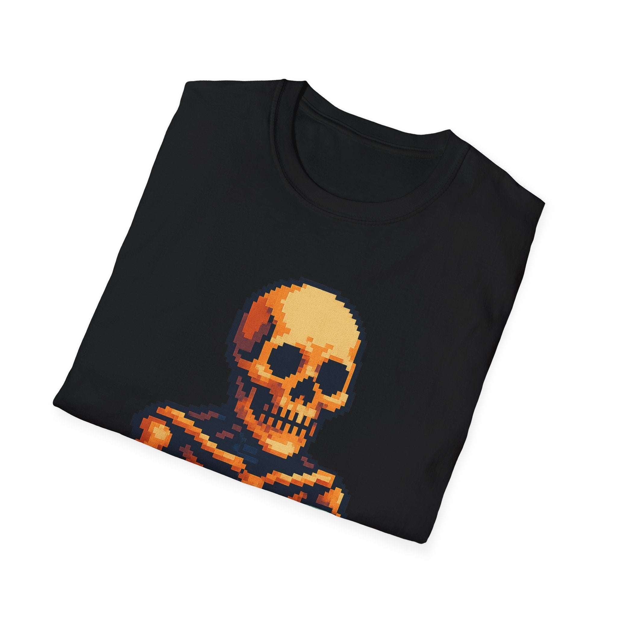 Retro Gamer Skeleton Unisex T-Shirt | Fun Graphic Tee for Gamers | Perfect for Halloween, Gaming Events, Casual Wear, Gift Ideas