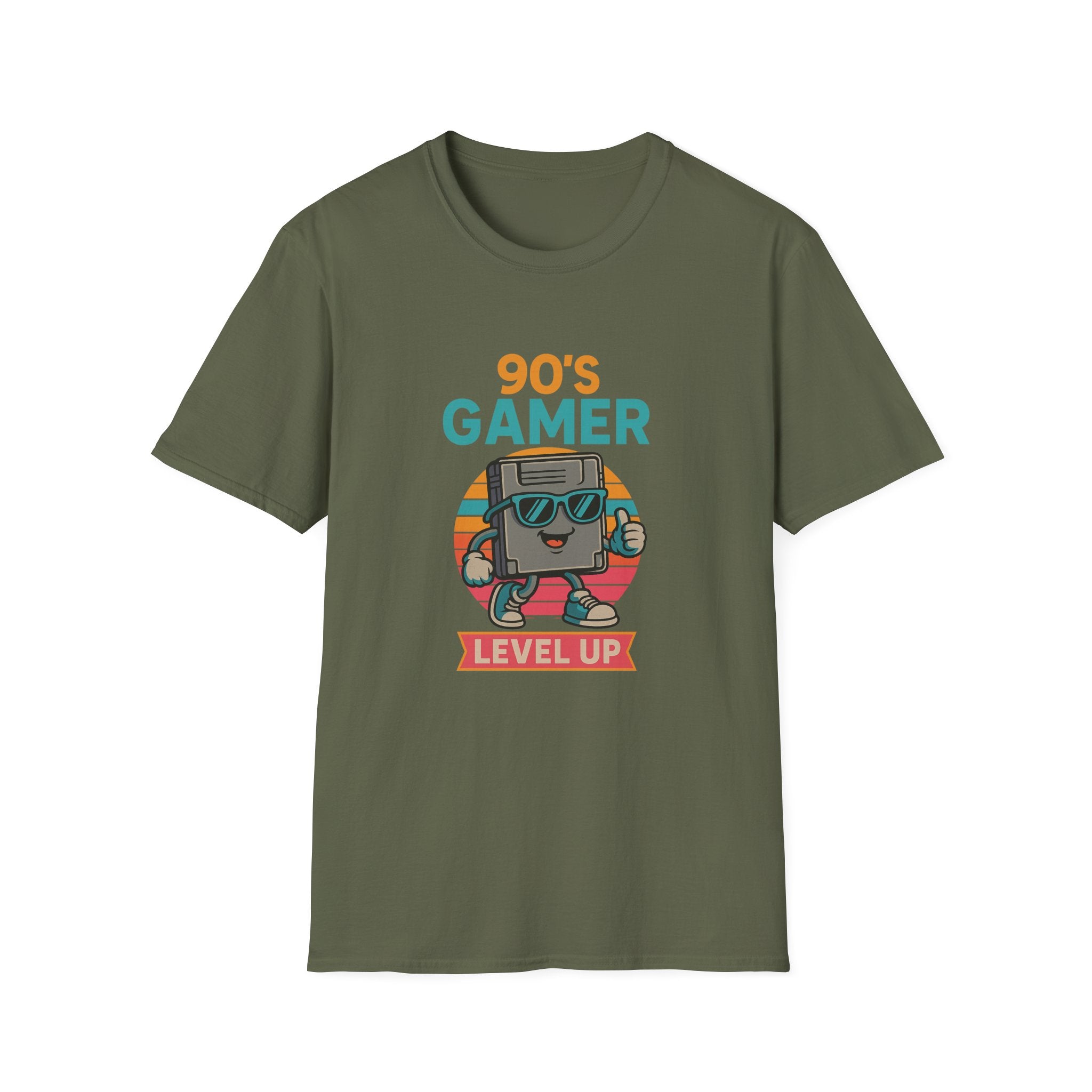 90's Gamer Level Up Unisex Softstyle T-Shirt, Retro Gaming Tee, Gift for Gamers, Nostalgic Apparel, Birthday Present, Casual Wear