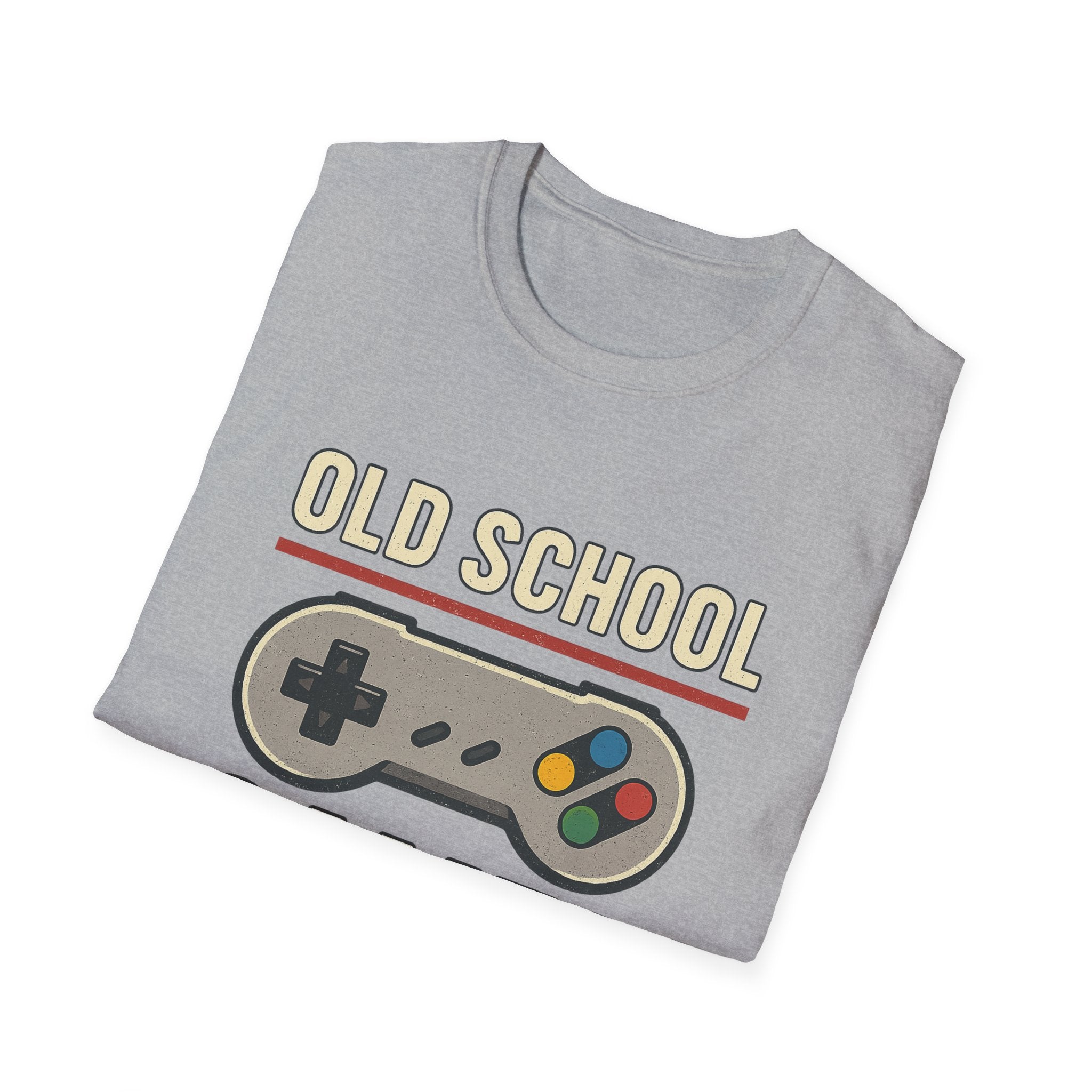 Old School Gamer Unisex Softstyle T-Shirt, Vintage Gamer Tee, Retro Video Game Shirt, Gaming Gift, Nostalgic T-Shirt