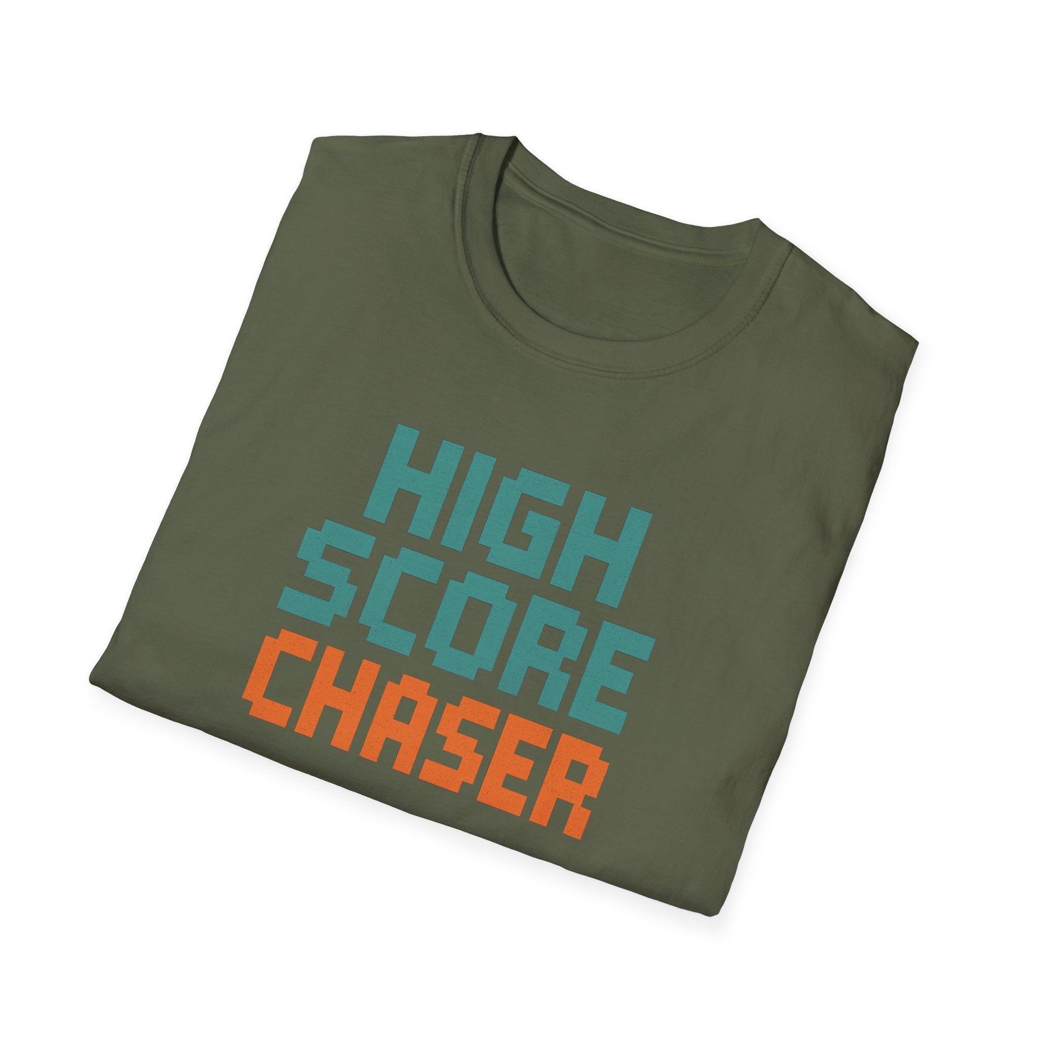 High Score Chaser T-Shirt - Retro Gamer Tee, Cute Gift for Gamers, Birthday, Christmas, Unisex Softstyle Tee
