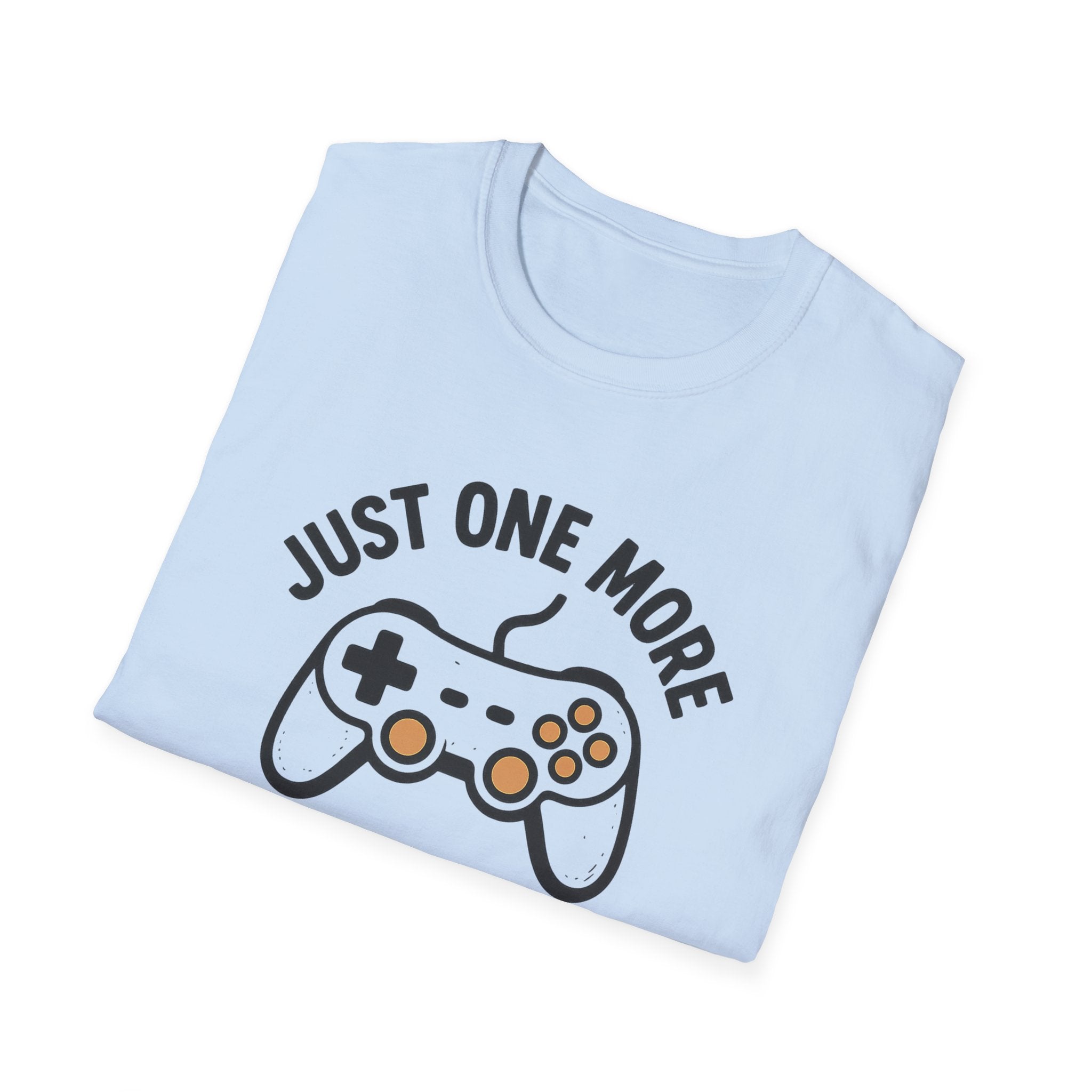 Just One More Game Unisex Softstyle T-Shirt, Gamer Tee, Video Game Shirt, Gift for Gamers, Casual Wear, Birthday Present
