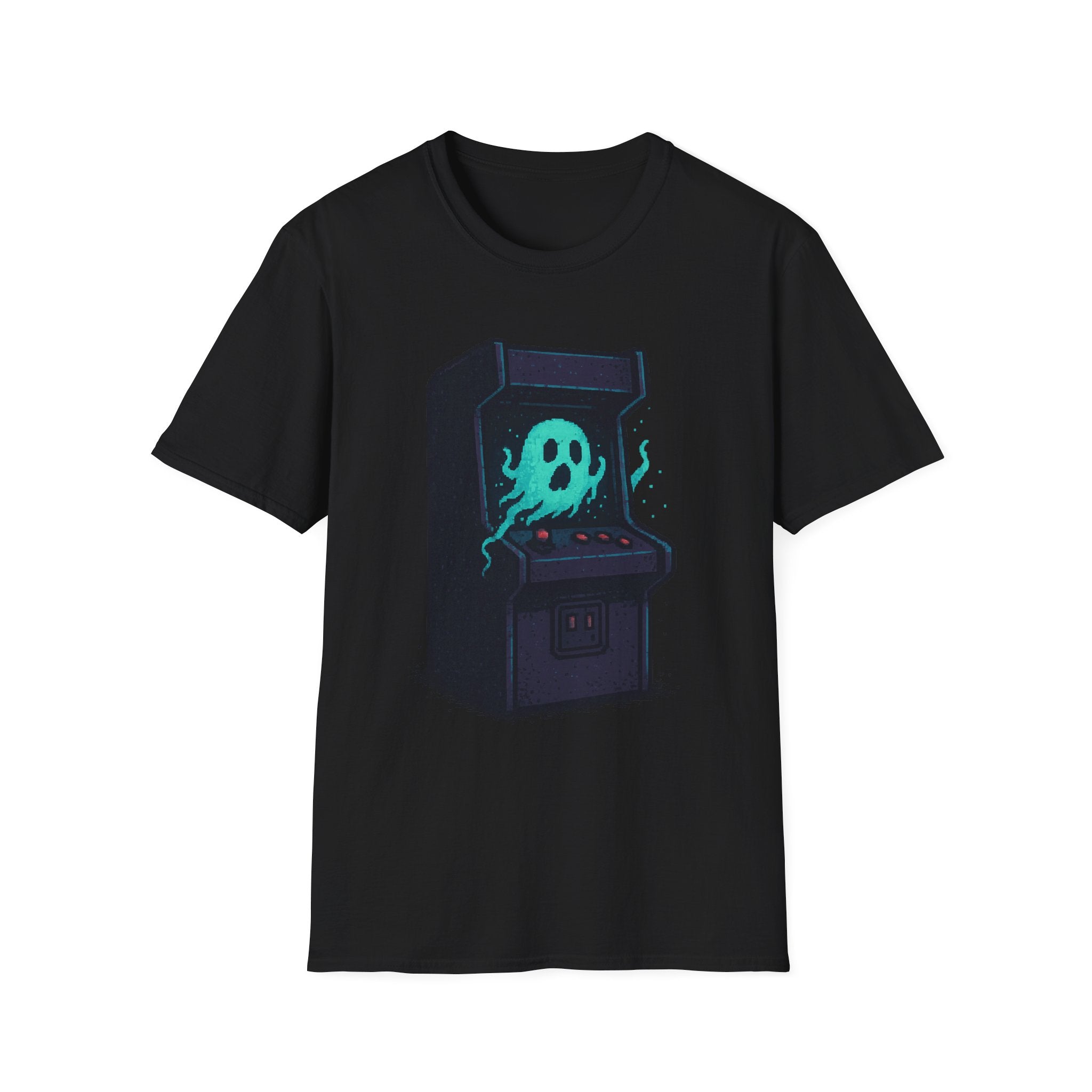 Retro Gaming Tee with Ghost Design, Unisex Softstyle T-Shirt, Perfect for Gamers, Birthday Gift, Halloween Costume, Casual Wear