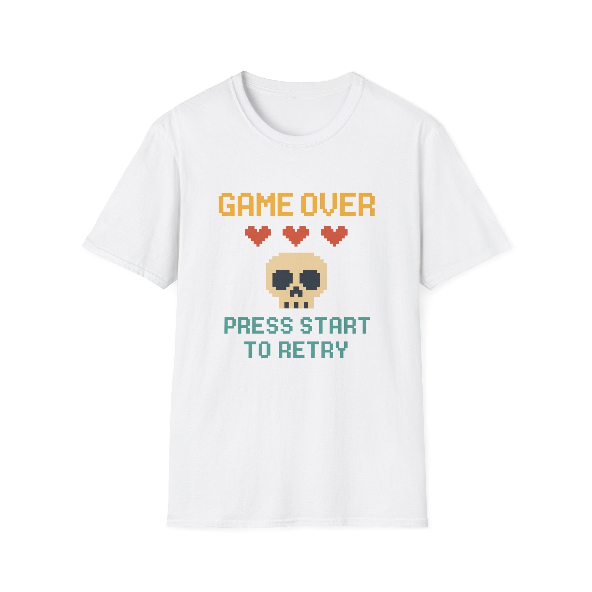 Game Over Vibe Unisex T-Shirt, Fun Gamer Tee, Retro Video Game Shirt, Gift for Gamers, Casual Wear, Everyday Style