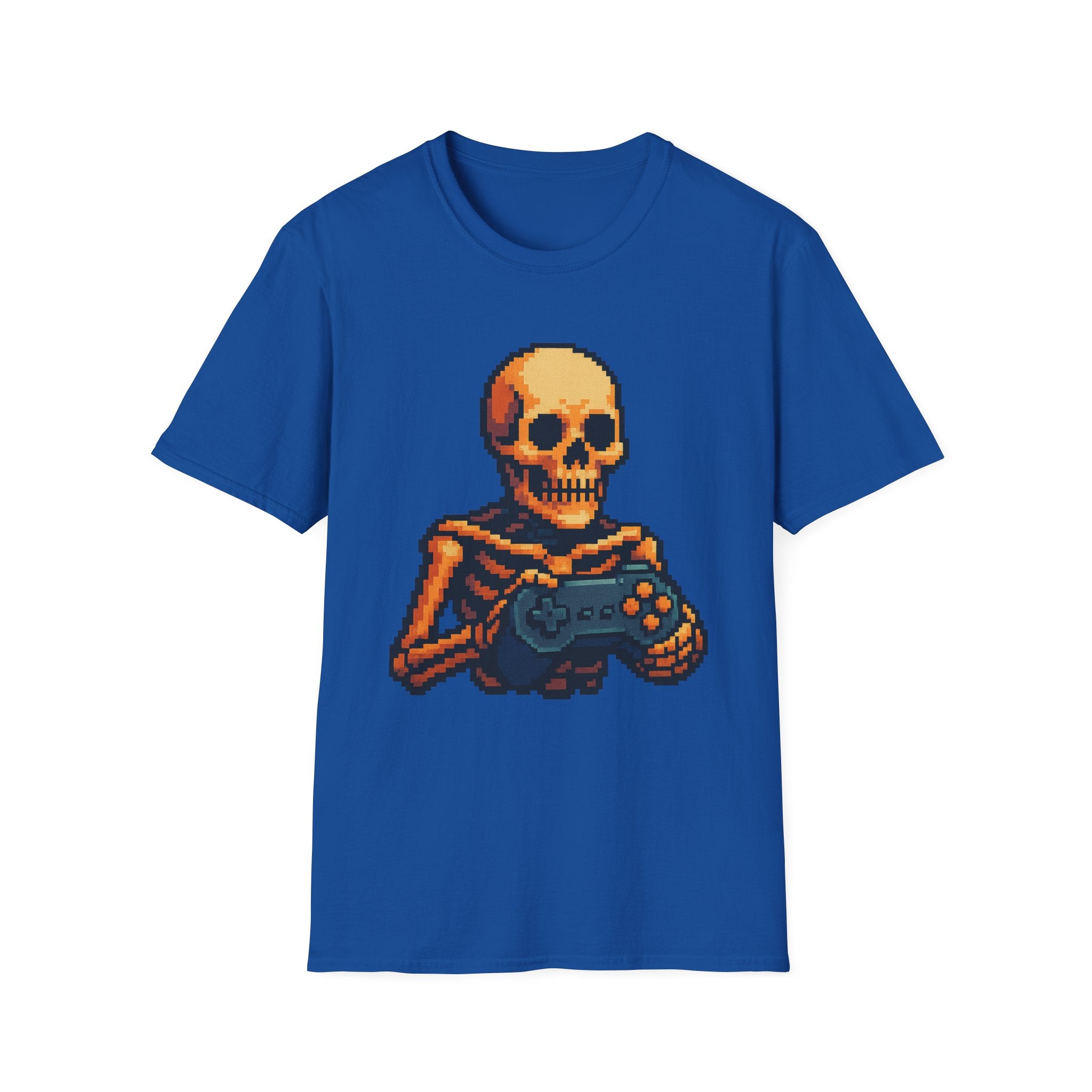 Retro Gamer Skeleton Unisex T-Shirt | Fun Graphic Tee for Gamers | Perfect for Halloween, Gaming Events, Casual Wear, Gift Ideas
