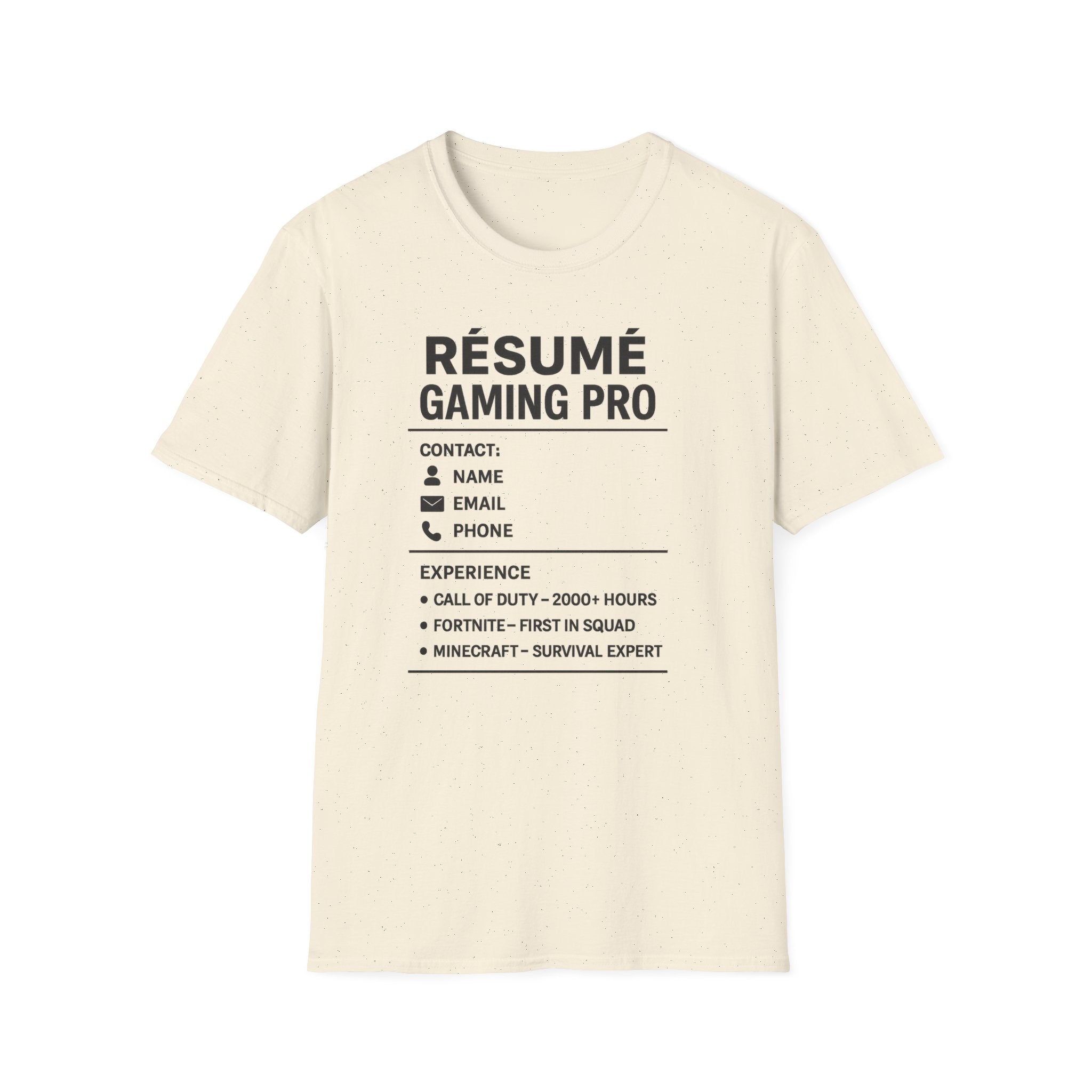 Gaming Pro Resume T-Shirt | Funny Gamer Tee | Gift for Gamers | Video Game Apparel | Casual Gaming Outfit | Gamer's Wardrobe