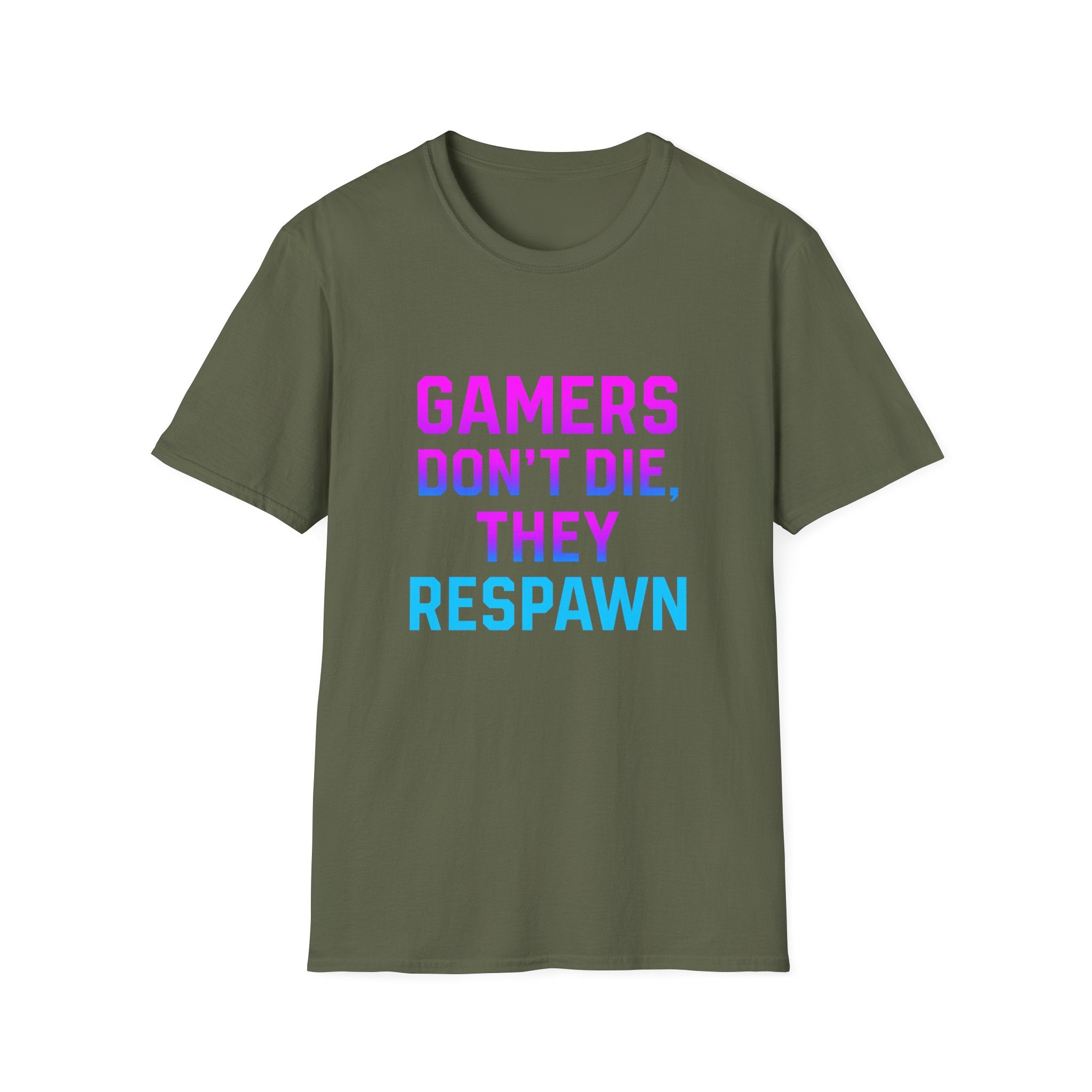 Gamers Don't Die T-Shirt, Unisex Gaming Tee, Softstyle Shirt, Fun Gift for Gamers, Casual Wear, Video Game Apparel