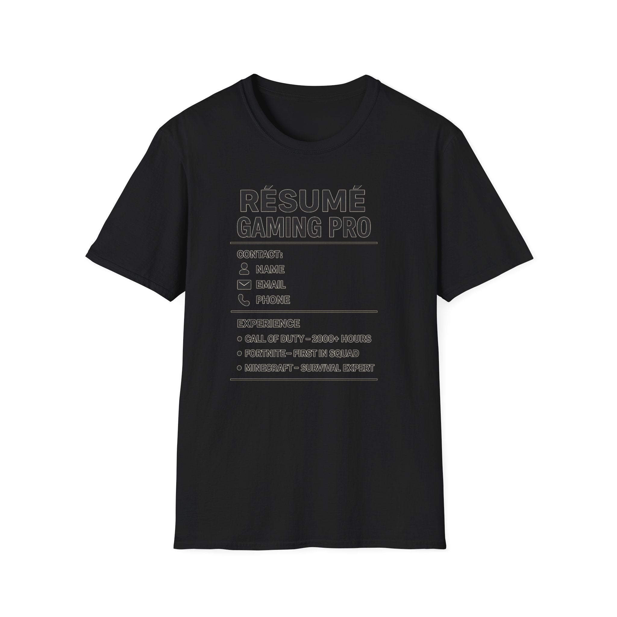 Gaming Pro Resume T-Shirt | Funny Gamer Tee | Gift for Gamers | Video Game Apparel | Casual Gaming Outfit | Gamer's Wardrobe