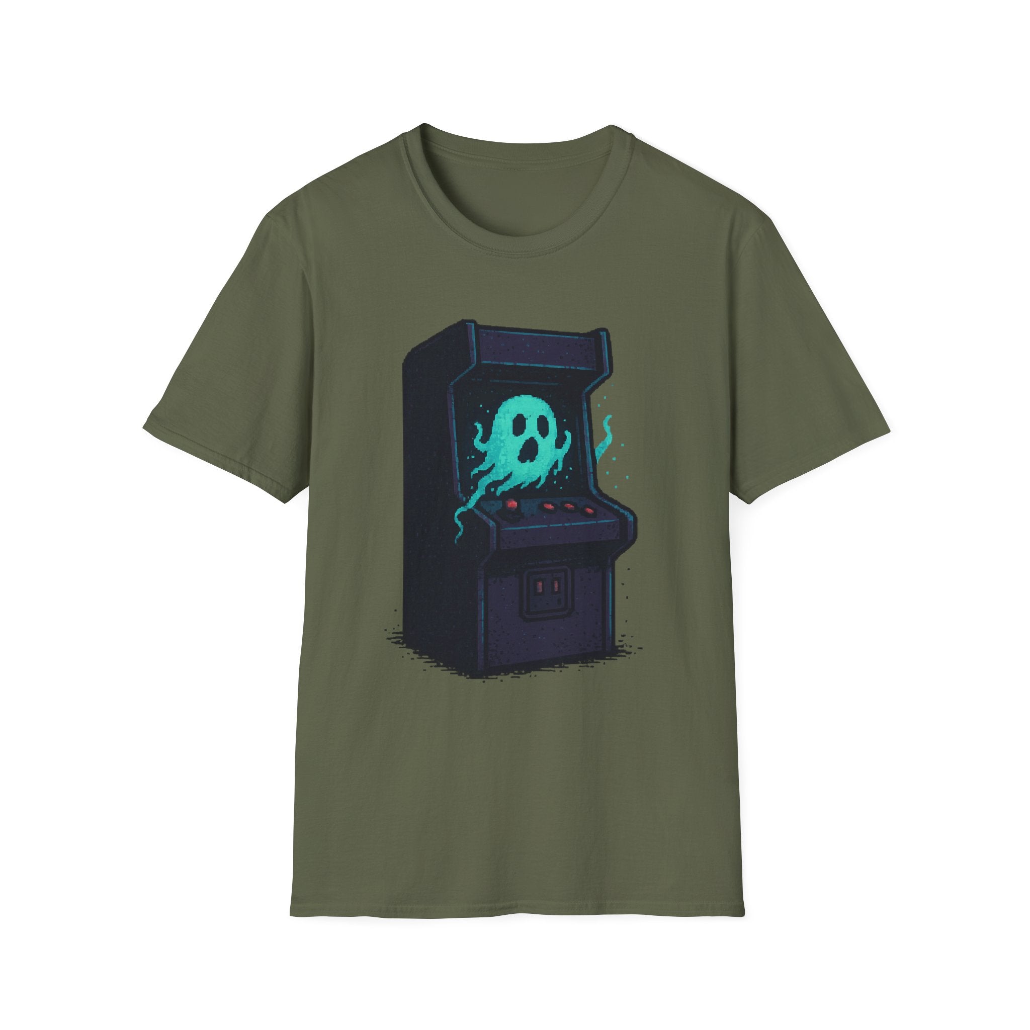 Retro Gaming Tee with Ghost Design, Unisex Softstyle T-Shirt, Perfect for Gamers, Birthday Gift, Halloween Costume, Casual Wear