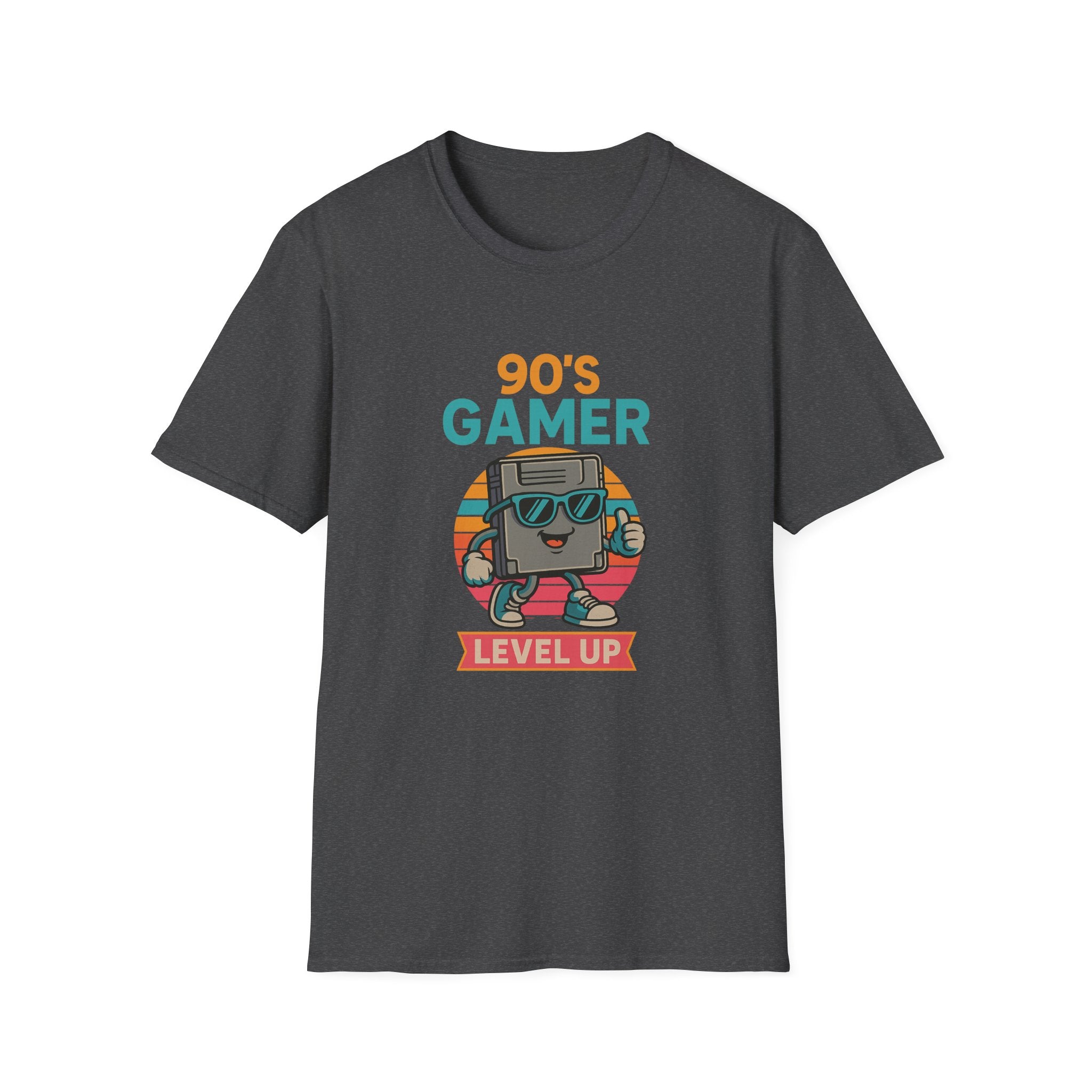 90's Gamer Level Up Unisex Softstyle T-Shirt, Retro Gaming Tee, Gift for Gamers, Nostalgic Apparel, Birthday Present, Casual Wear