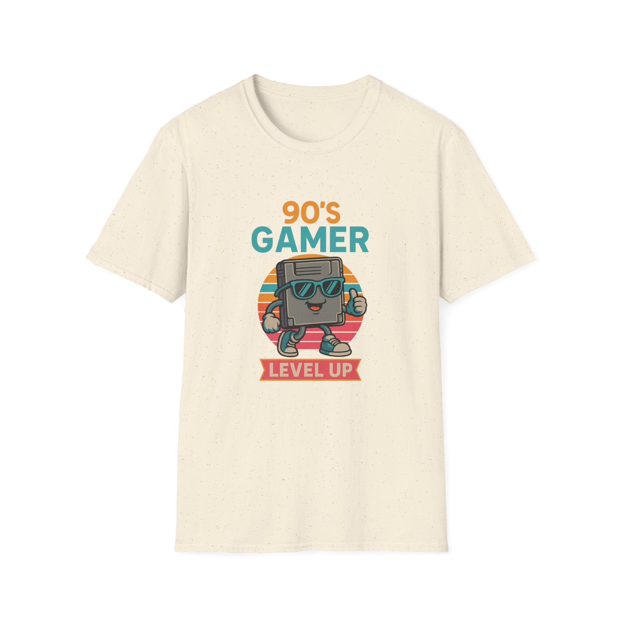 90's Gamer Level Up Unisex Softstyle T-Shirt, Retro Gaming Tee, Gift for Gamers, Nostalgic Apparel, Birthday Present, Casual Wear
