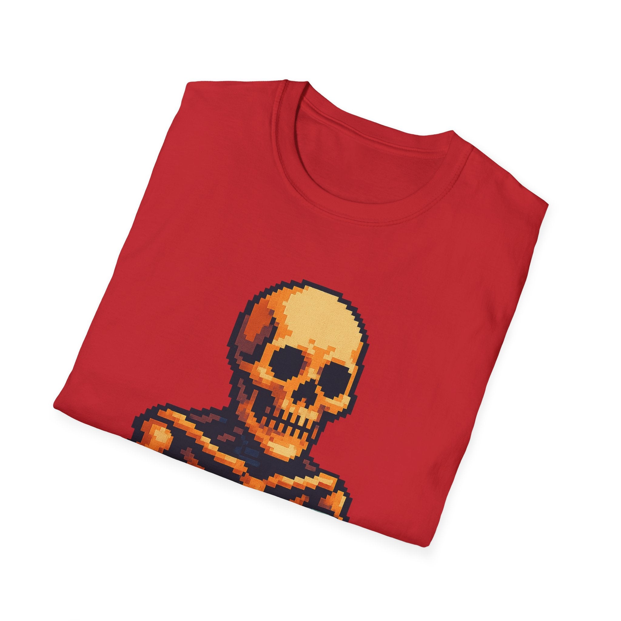 Retro Gamer Skeleton Unisex T-Shirt | Fun Graphic Tee for Gamers | Perfect for Halloween, Gaming Events, Casual Wear, Gift Ideas