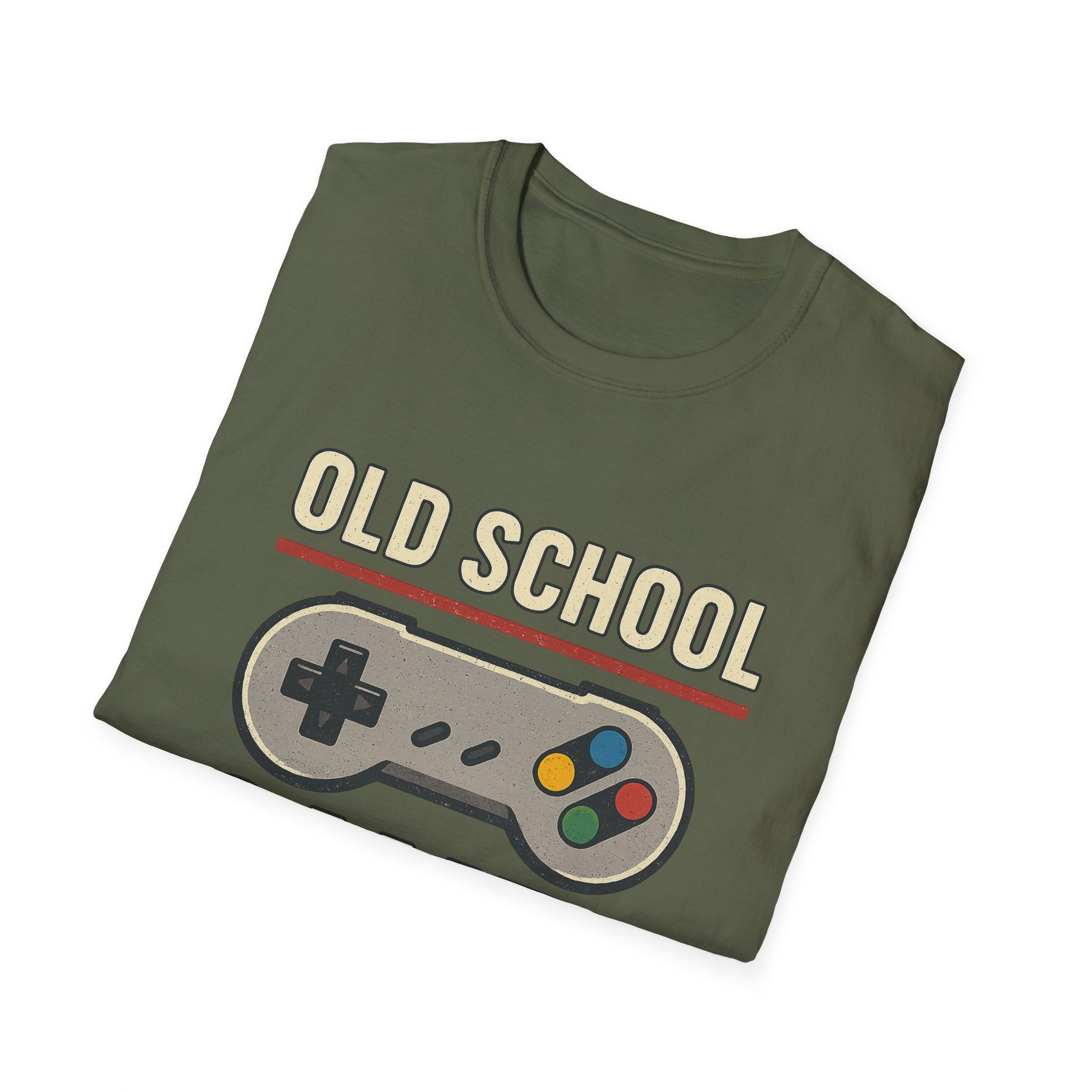 Old School Gamer Unisex Softstyle T-Shirt, Vintage Gamer Tee, Retro Video Game Shirt, Gaming Gift, Nostalgic T-Shirt