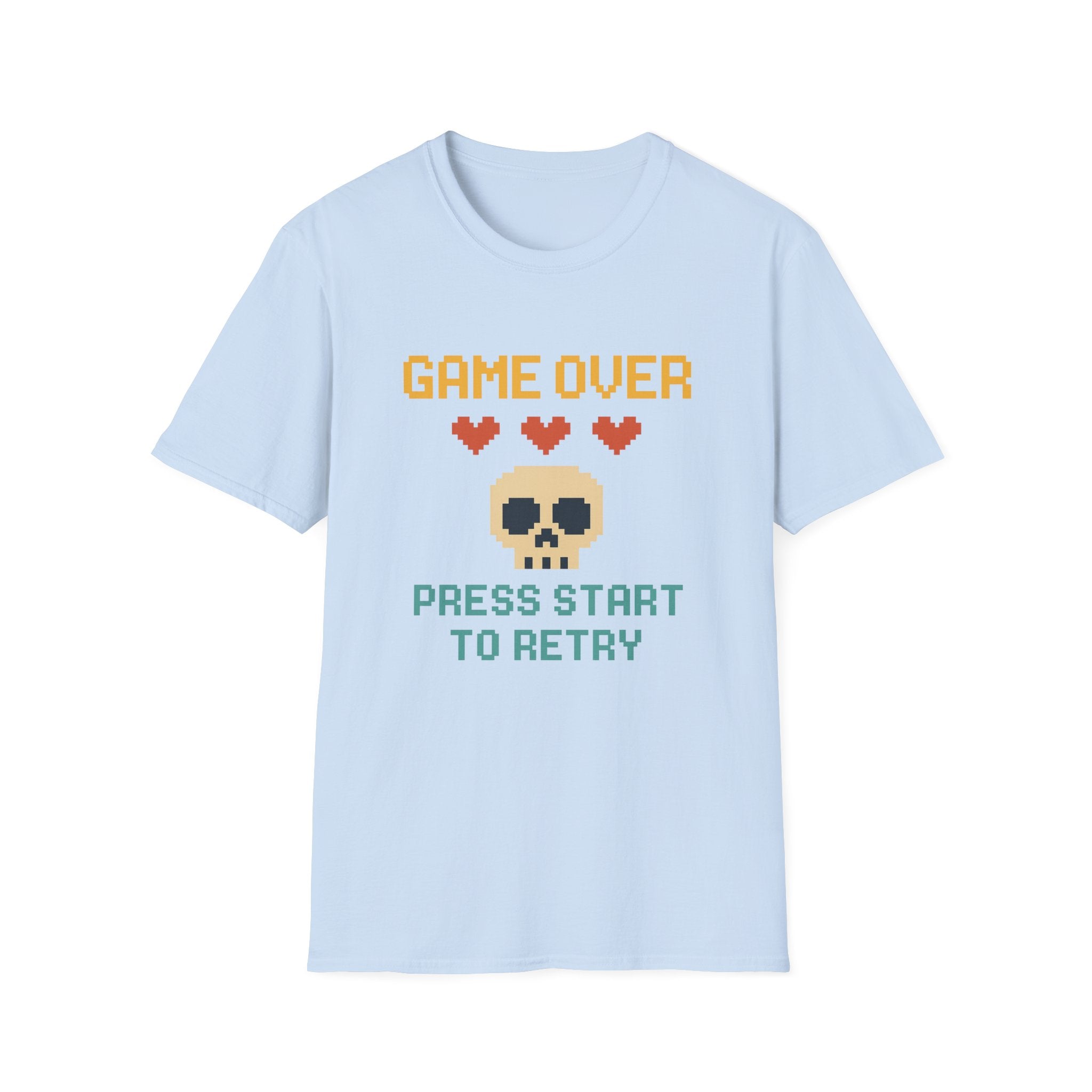 Game Over Vibe Unisex T-Shirt, Fun Gamer Tee, Retro Video Game Shirt, Gift for Gamers, Casual Wear, Everyday Style