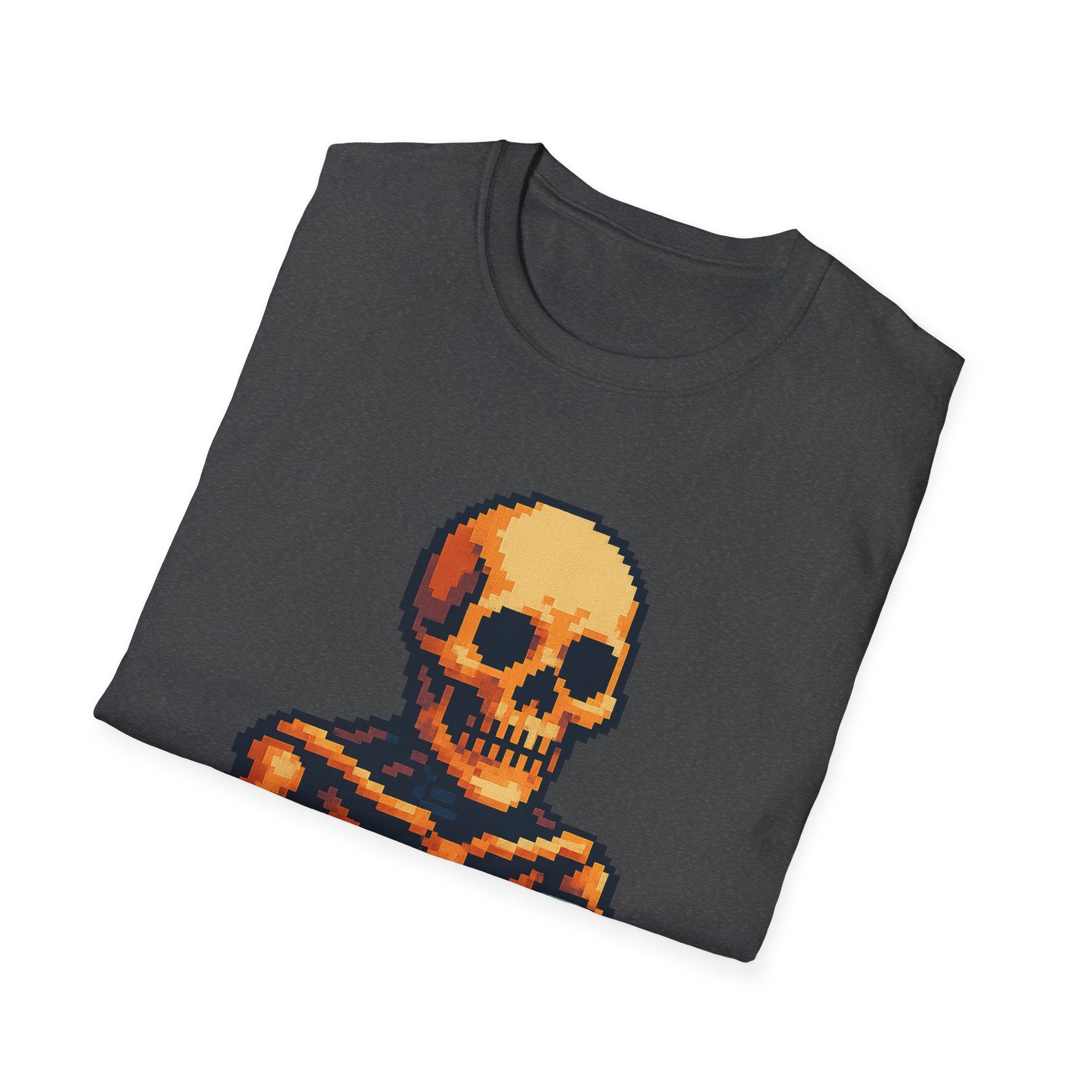 Retro Gamer Skeleton Unisex T-Shirt | Fun Graphic Tee for Gamers | Perfect for Halloween, Gaming Events, Casual Wear, Gift Ideas